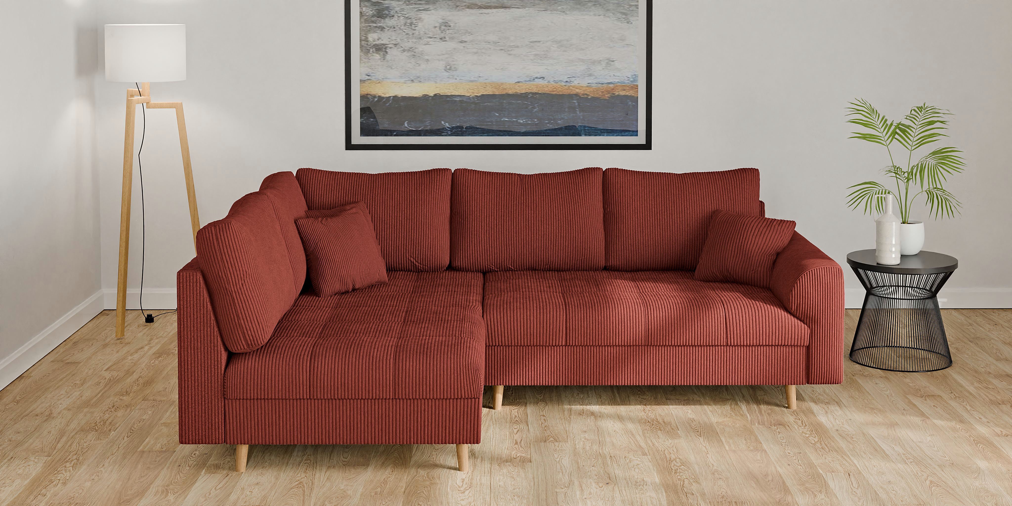 Home affaire Hoekbank CHARRE L-vorm met ottomane, afmetingen B/D/H: 231/161/81 cm fijne stiksels, losse rug- en sierkussens, ook in cord en bouclé