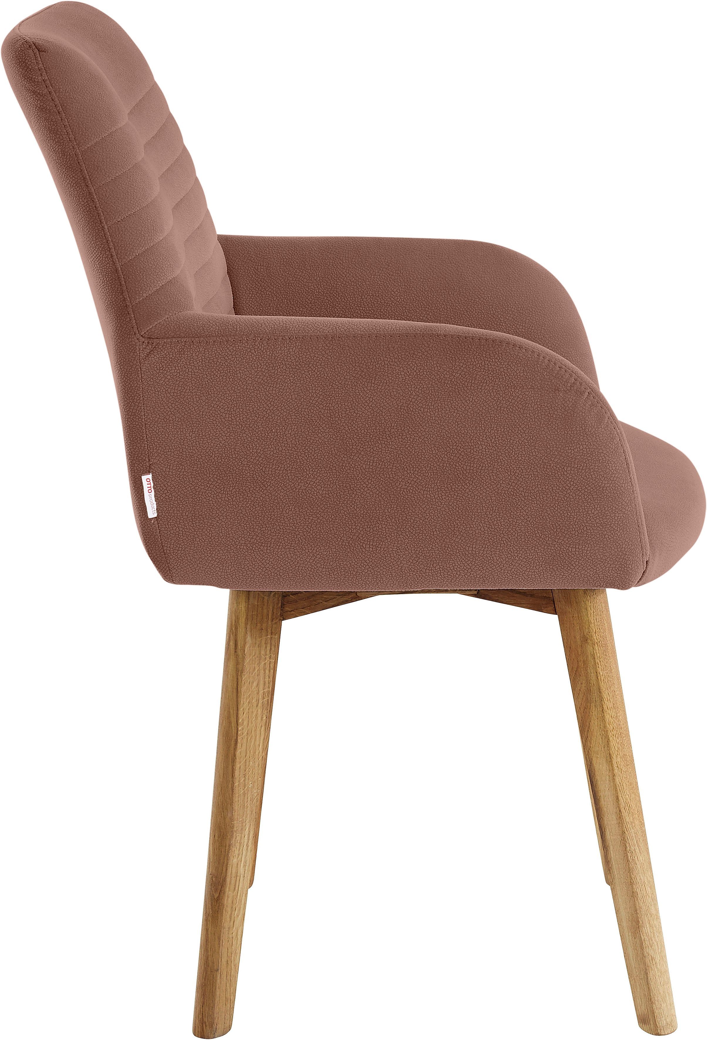OTTO products Stoel met armleuningen Alessja Bekleding van microvezel, frame van eiken massief hout (set, 2 stuks)
