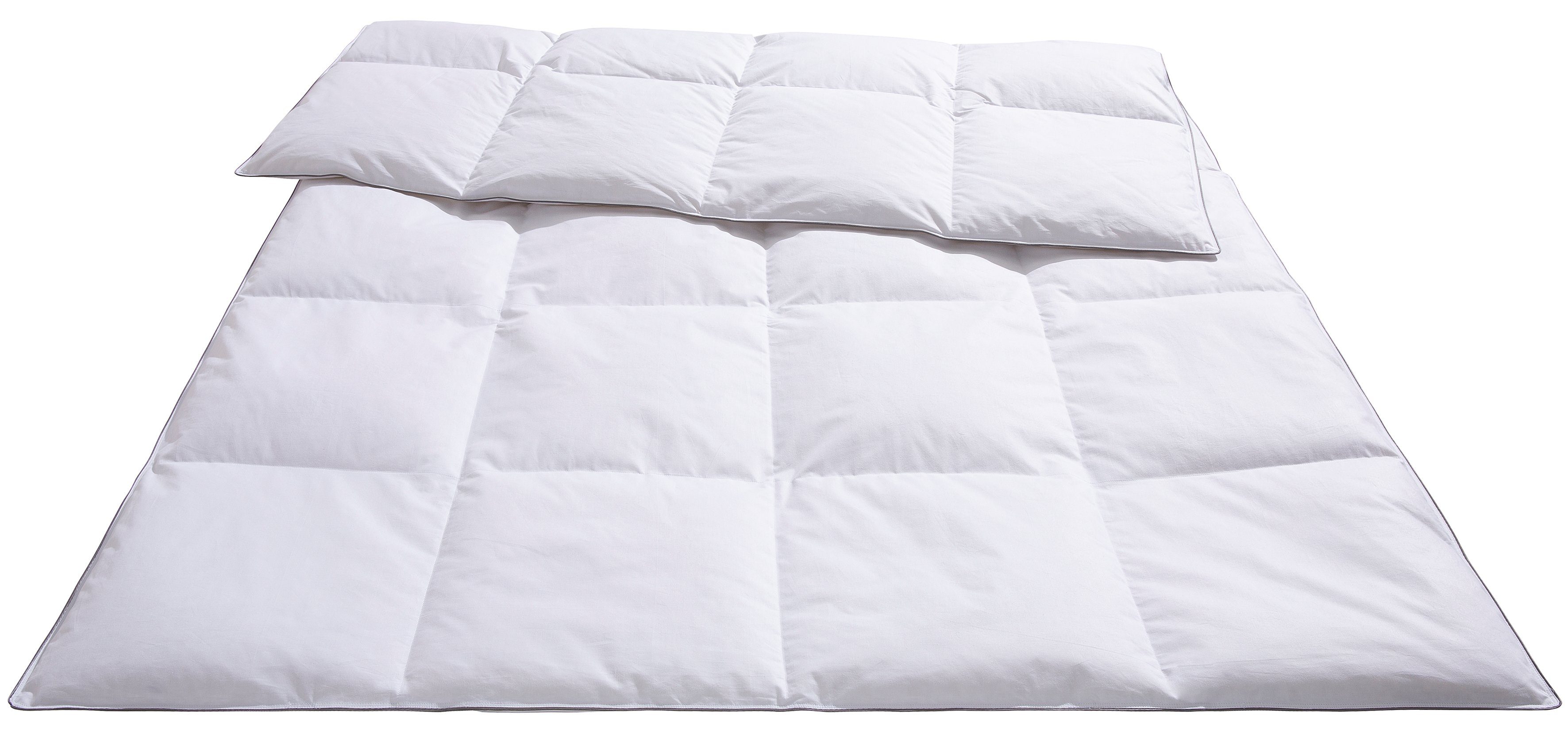 Älgdröm Donzen dekbed + hoofdkussen Sorsele, dekbed 135x200 cm of 155x220 cm, 2-delig. Set met kussen 80 x 80 cm, zomer, winter, Made in Germany (voordeelset)