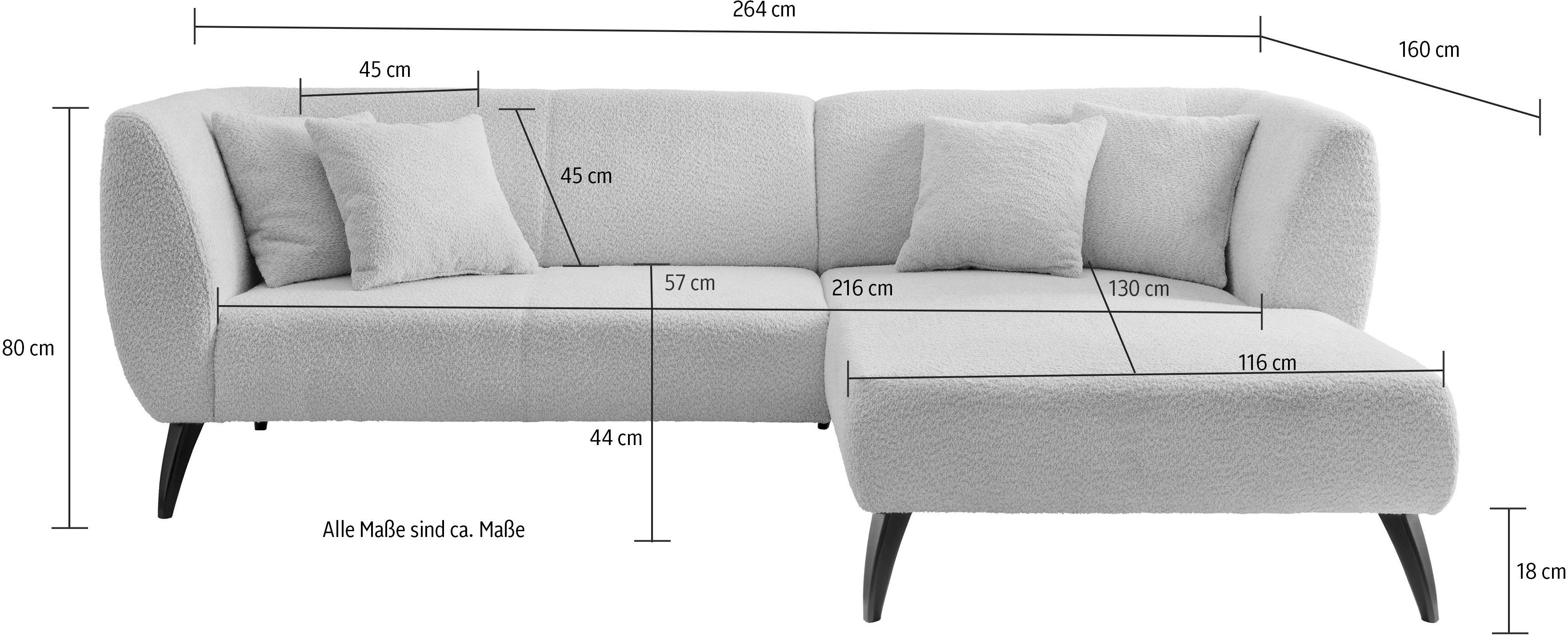 INOSIGN Hoekbank Colori L-vorm Houtkleur voetkeuze, inclusief 4x sierkussens