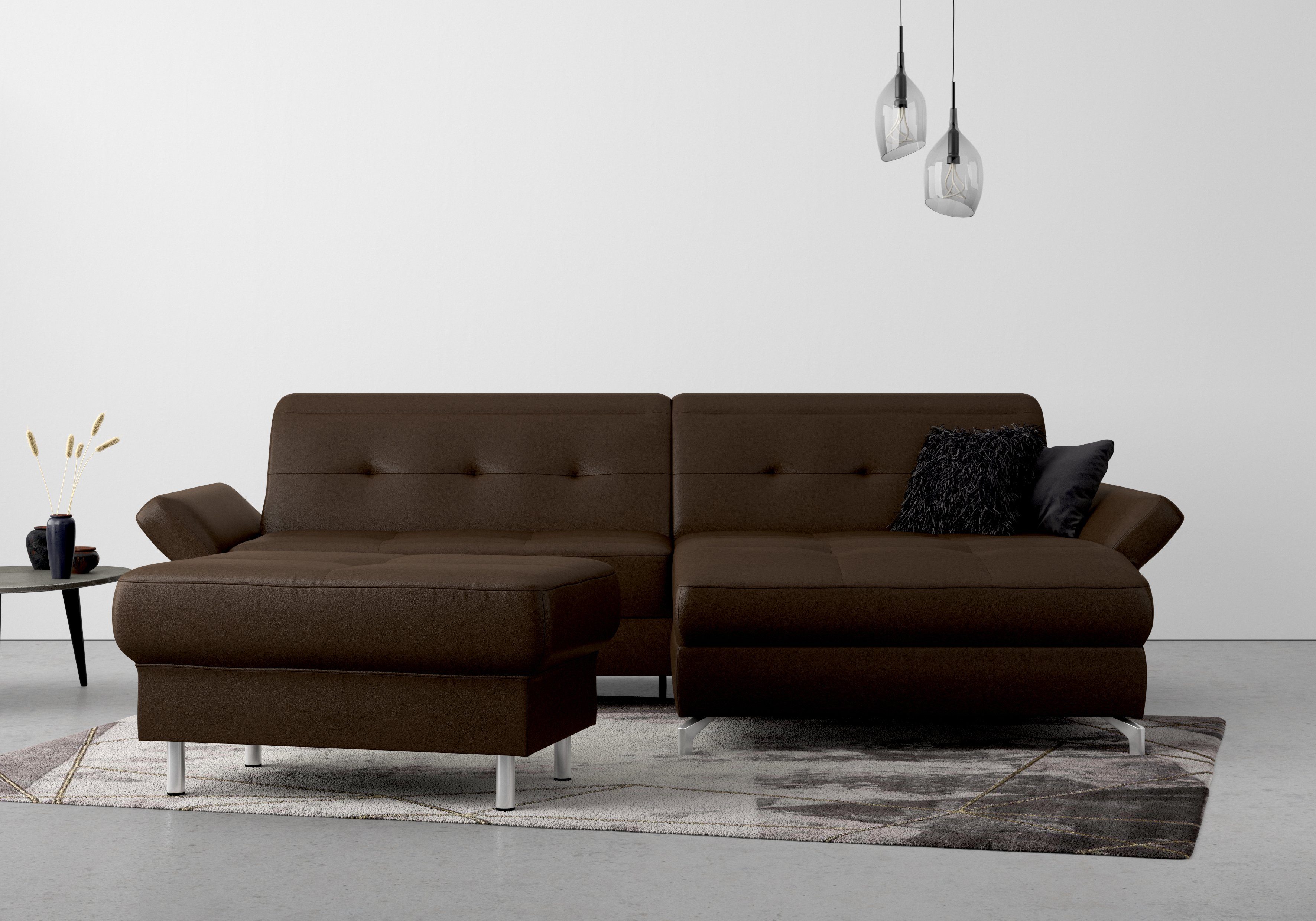 INOSIGN Hocker Maredo Binnenveringsinterieur, passend bij de 'Maredo'-serie hockers maat Luxe-microvezel zacht bruin