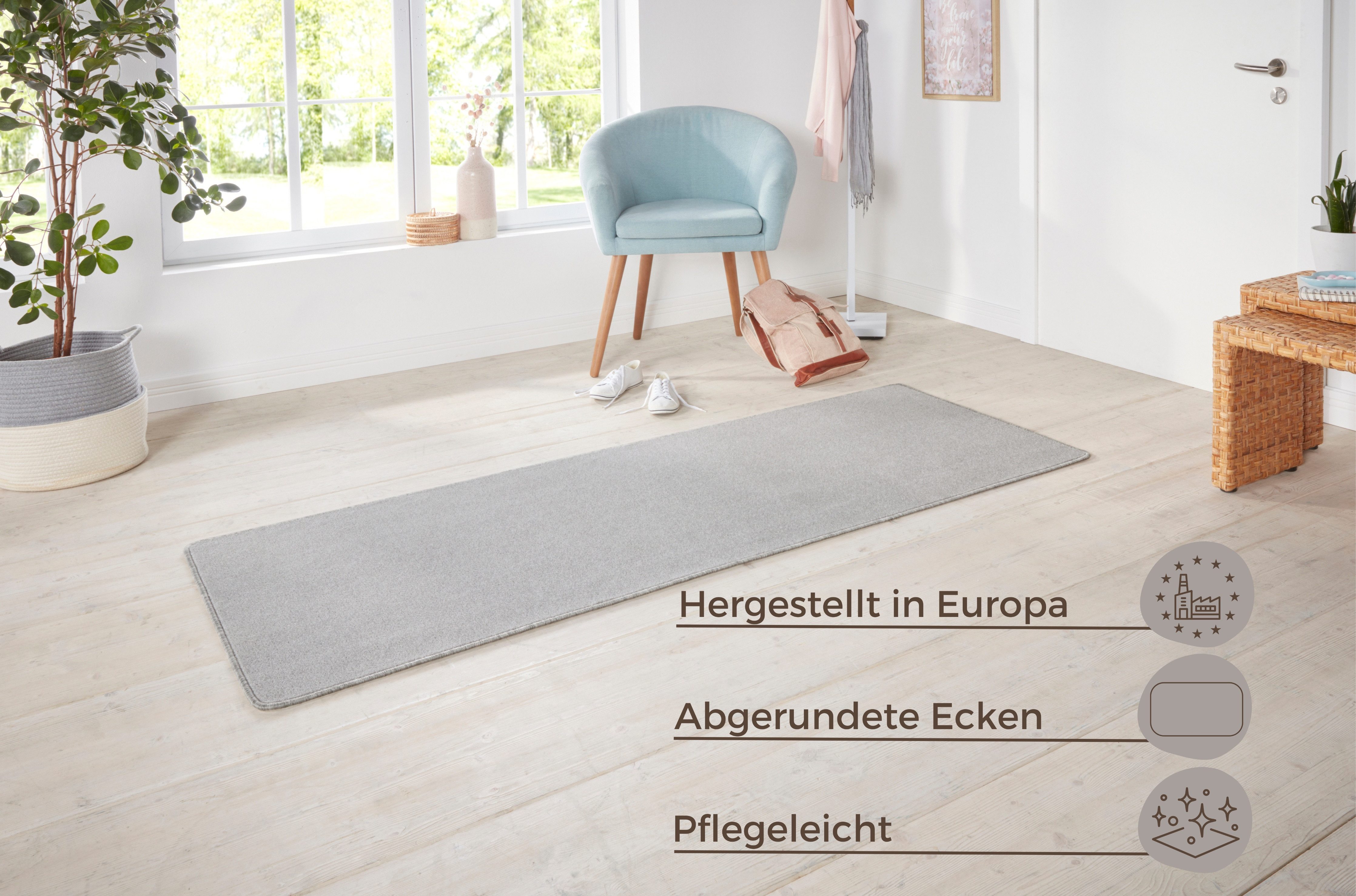 HANSE Home Vloerkleed Shashi Kortpolig, effen kleuren, loper, zacht, eetkamer, kinderkamer, gang