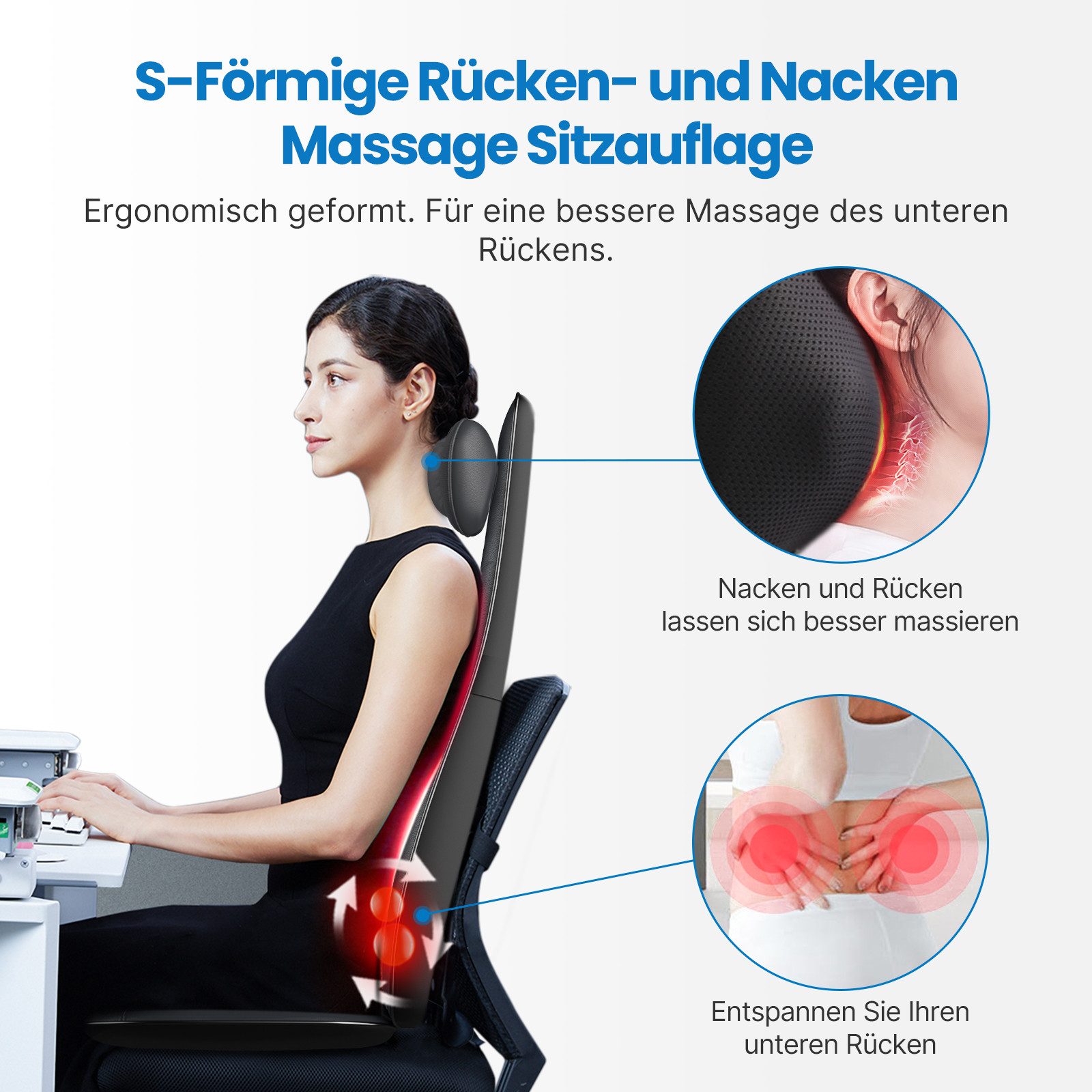 Renpho Shiatsu-massagekussen Neck & Back Massager Cushion S BM076