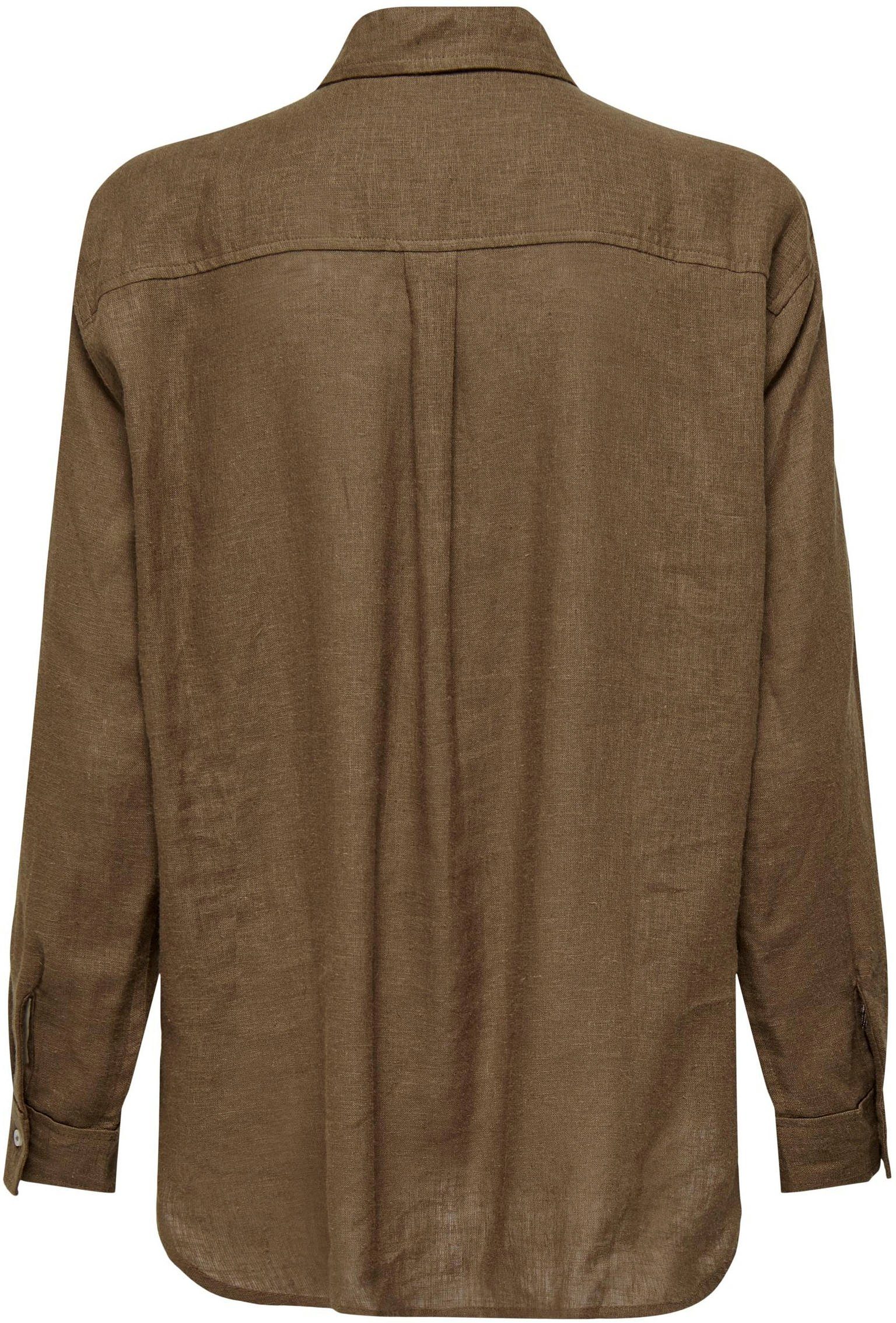 Only Lange blouse ONLTOKYO L/S LINEN BLEND SHIRT