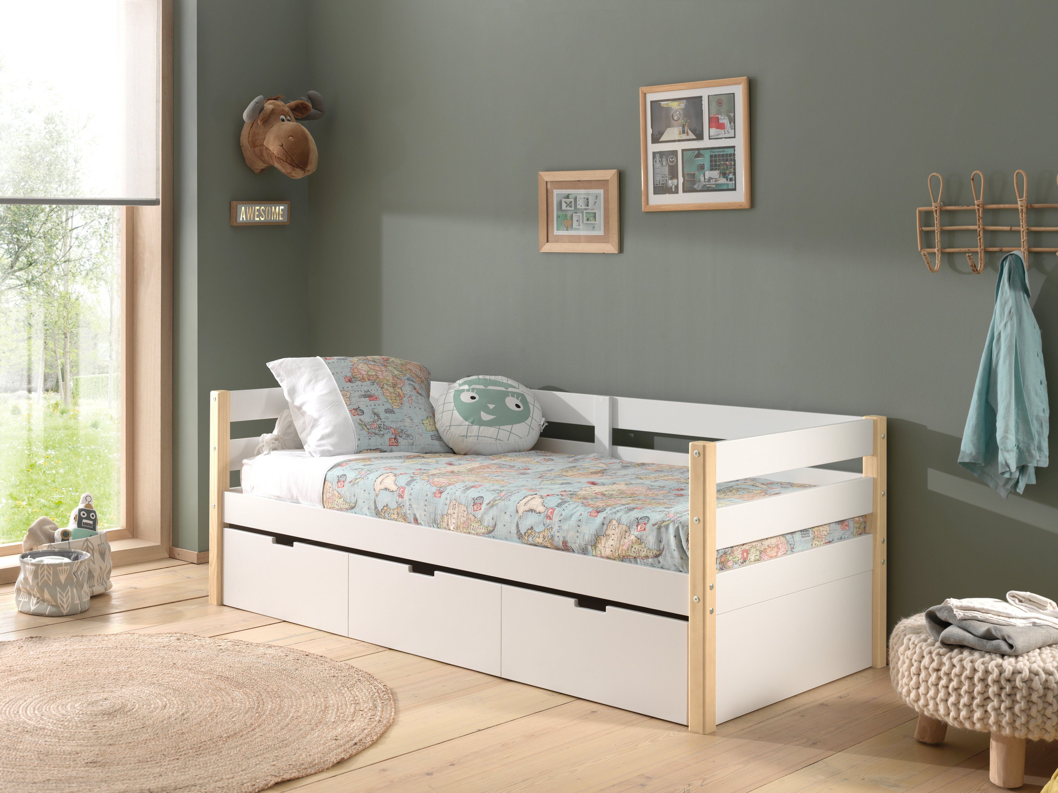 Vipack 1-persoonsledikant Magrit, stapelbed met zijbouw, ligoppervlak 90 x 200 cm