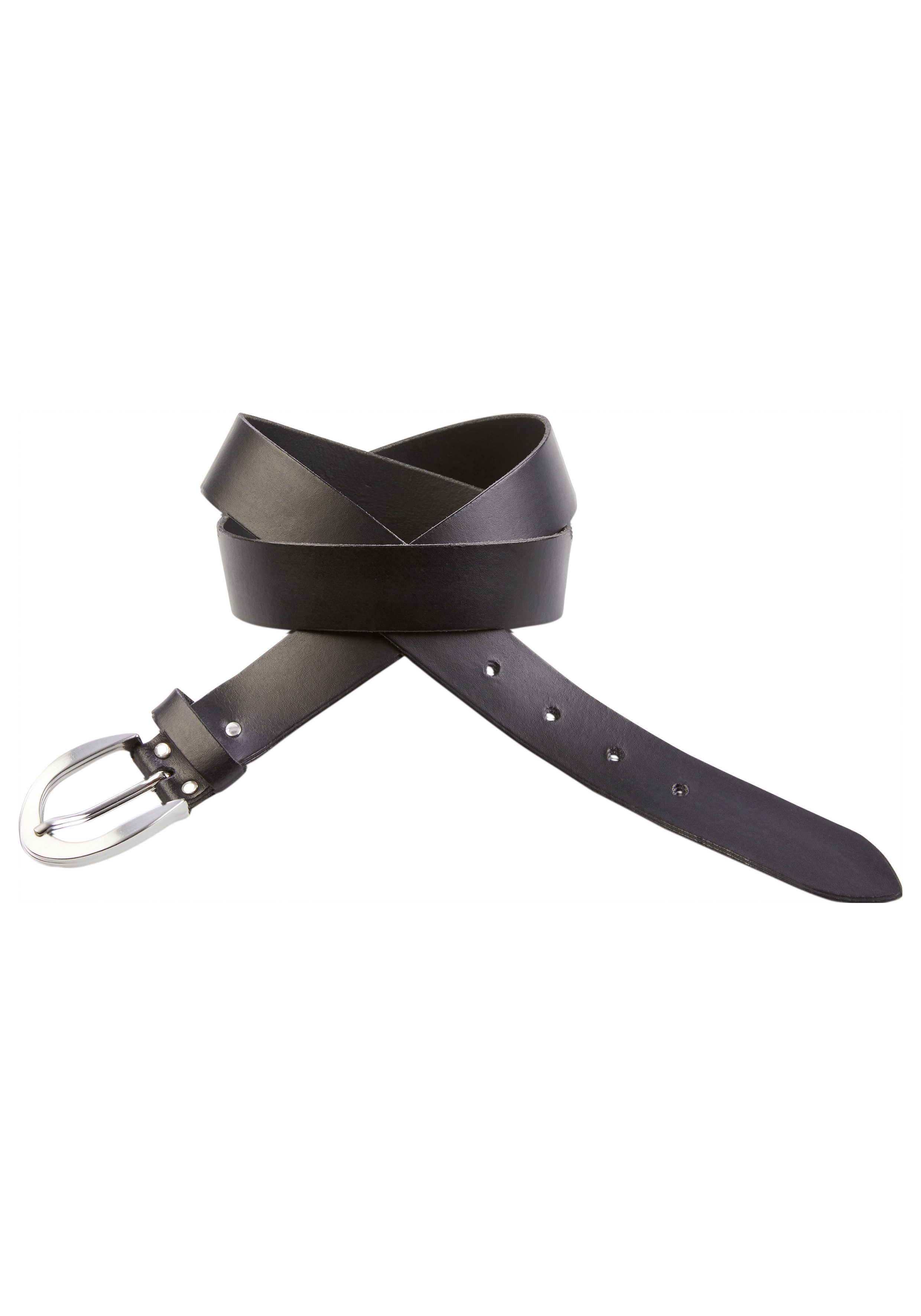 Laura Scott Leren riem voor dames met matte zilverkleurige gesp nieuw tot