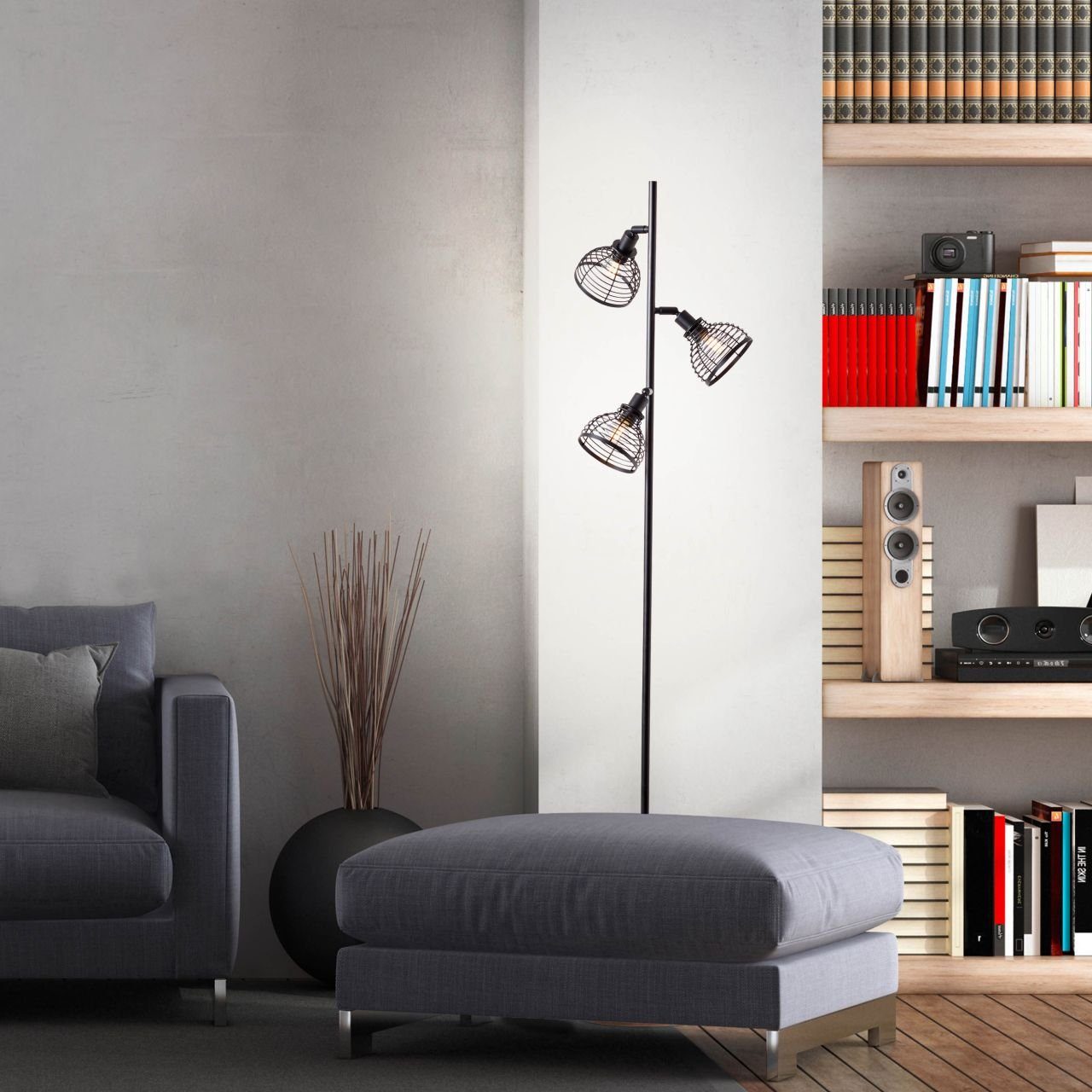 Brilliant Leuchten Staande lamp AVIA Vloerlamp met kantelbare koppen - 154 cm hoogte - E14 fitting (1 stuk)