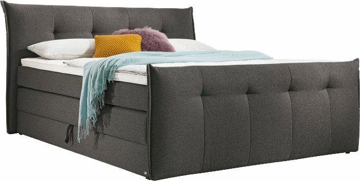 set one by Musterring Boxspring Florida met bedkist, in 5 ligcomfortvarianten boxsprings zwart