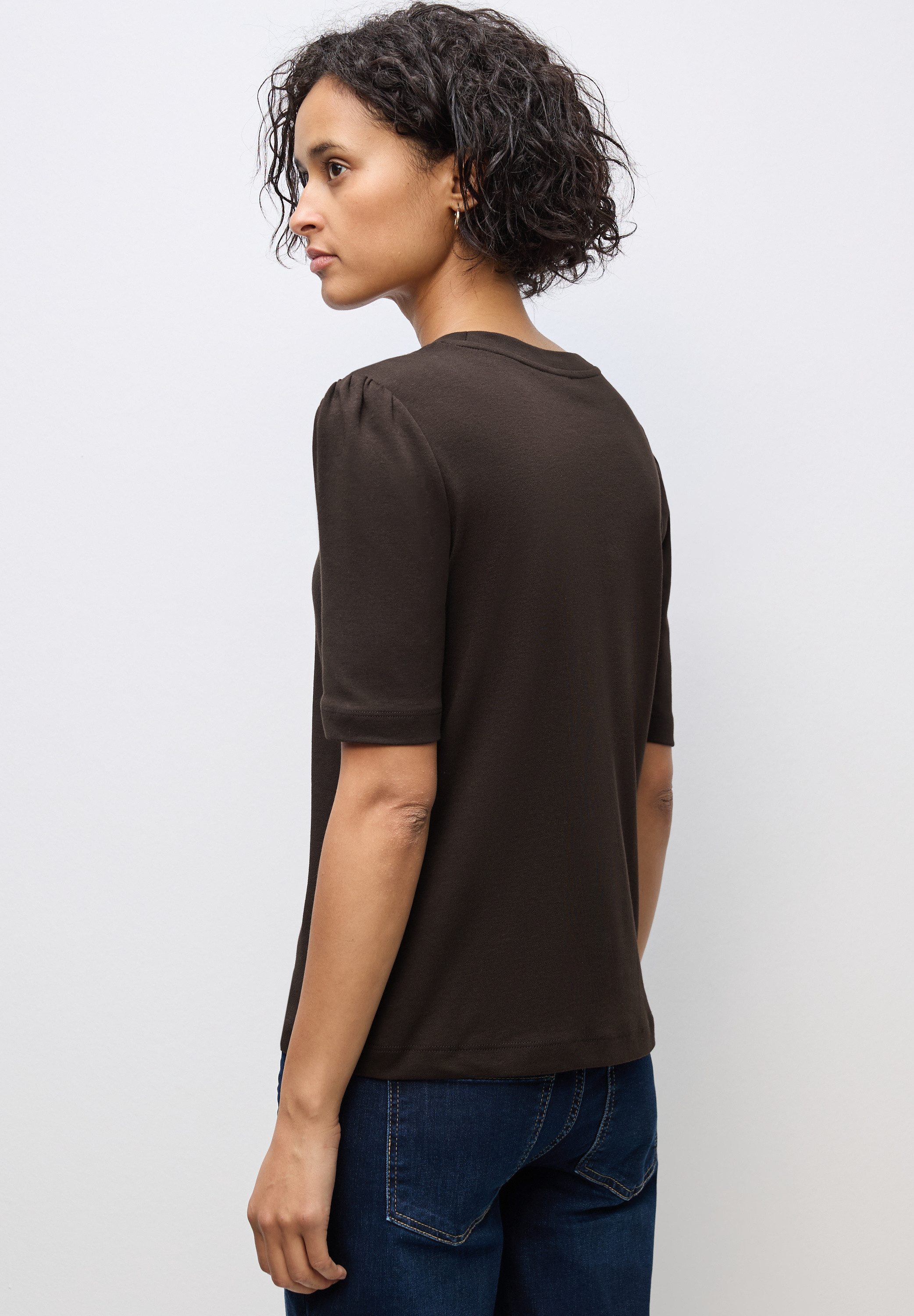 STREET ONE T-shirt met rimpeling op de schouders