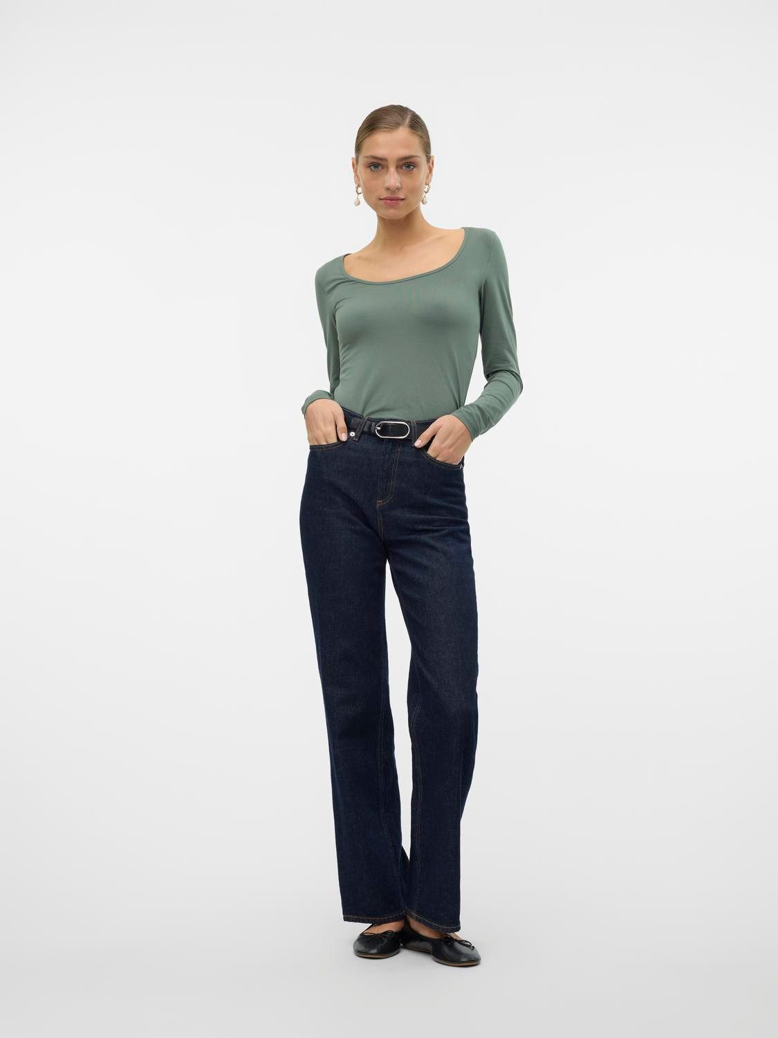 Vero Moda Shirt met lange mouwen VMLULU LS U-NECK TOP JRS GA NOOS