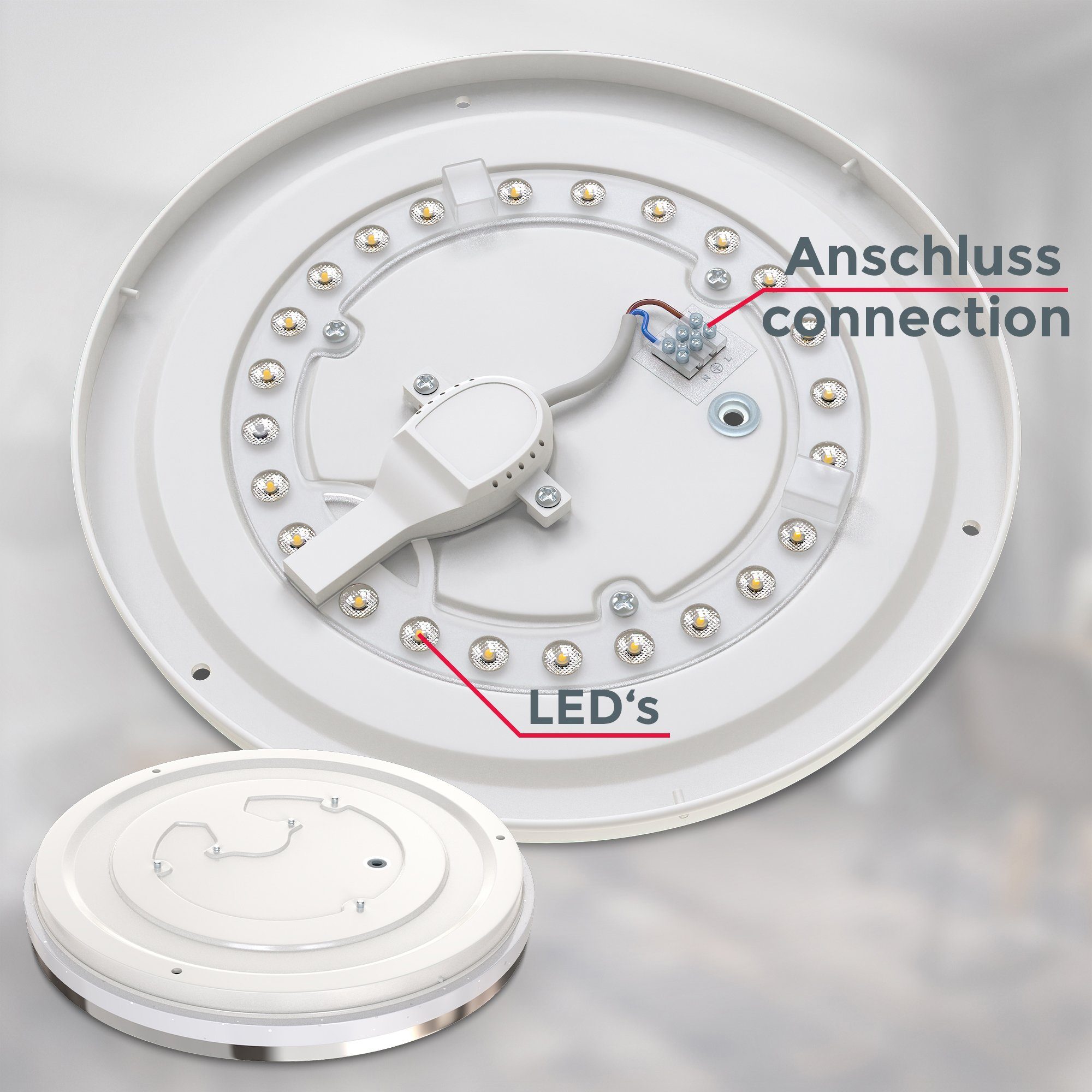 B.K.Licht Led-plafondlamp Plafondlamp met sterdecor, 10W LED 900lm, neutraal wit, chroomkleurig