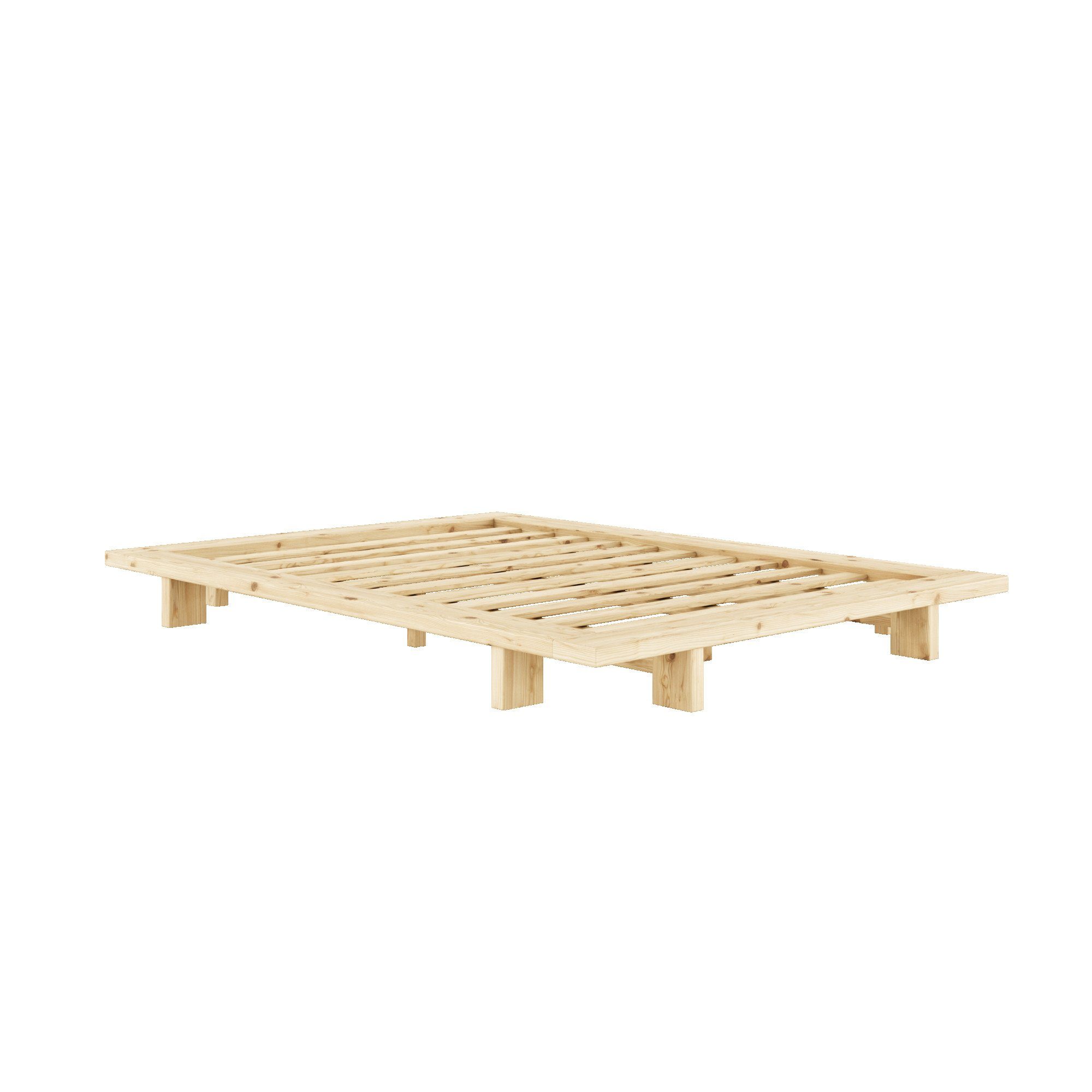 Karup Bedframe JAPAN BED grondbed, houten frame, futonbed, jeugdbed, houten bed Massief houten bed met lattenbodem, massief grenen, bed zonder hoofdeinde