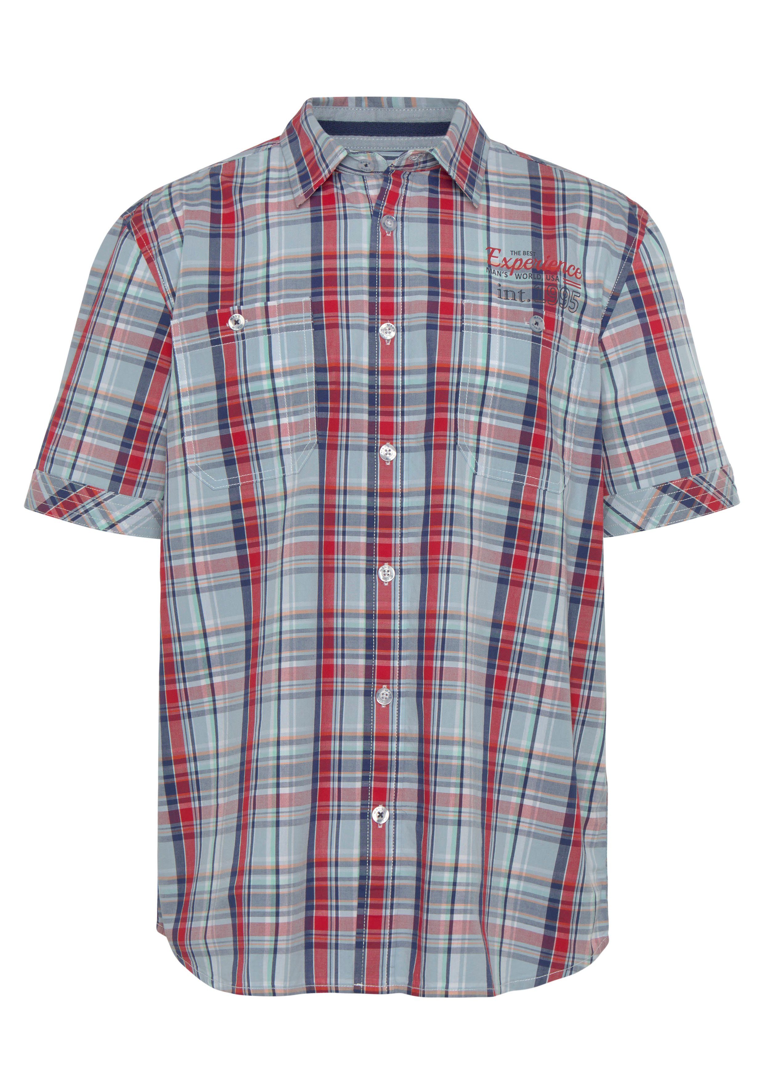 Man's World Overhemd met korte mouwen met kleine print op de borst