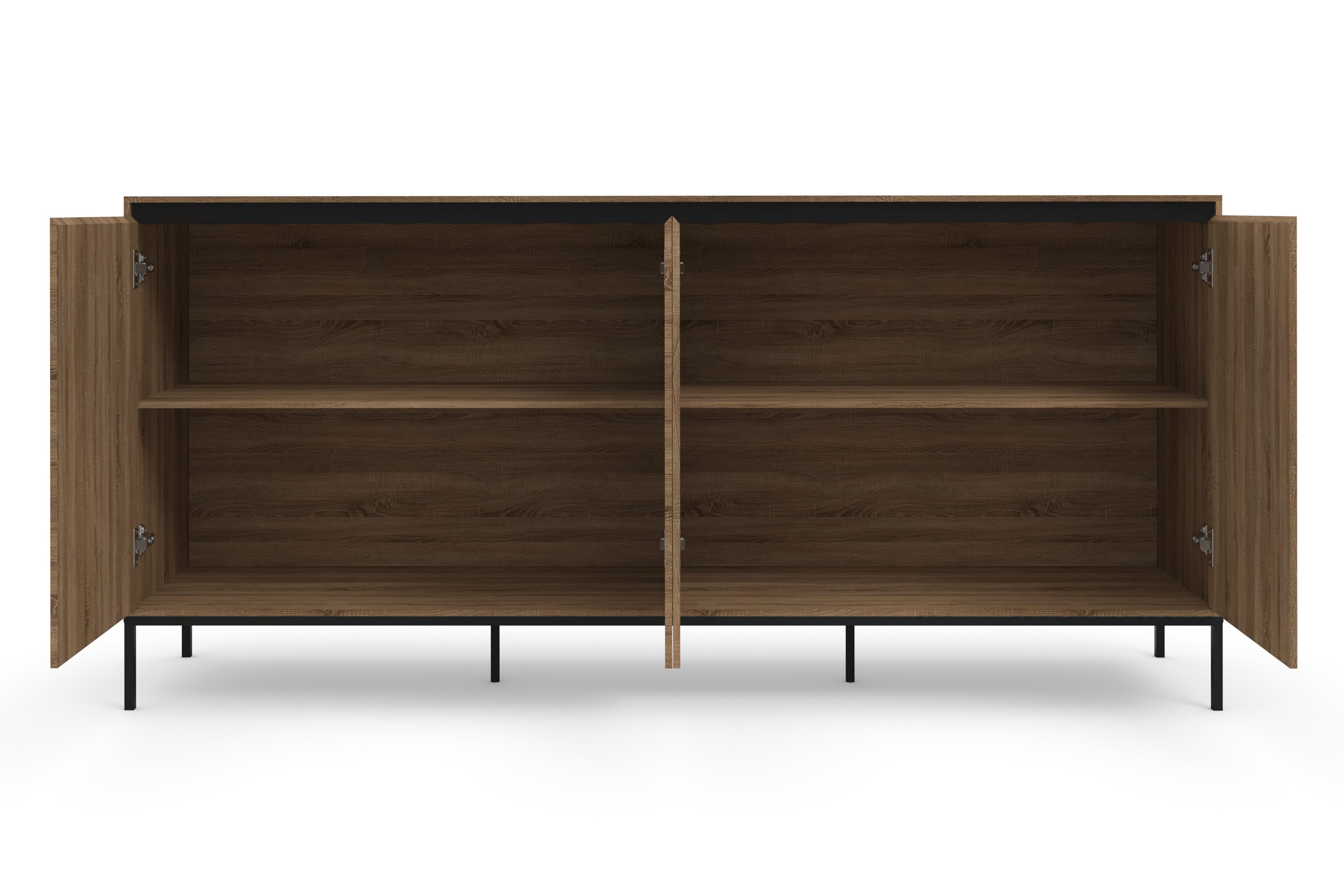 INOSIGN Dressoir Bari Commode met 4 deuren en 2 vaste inlegplanken, breedte 175 cm