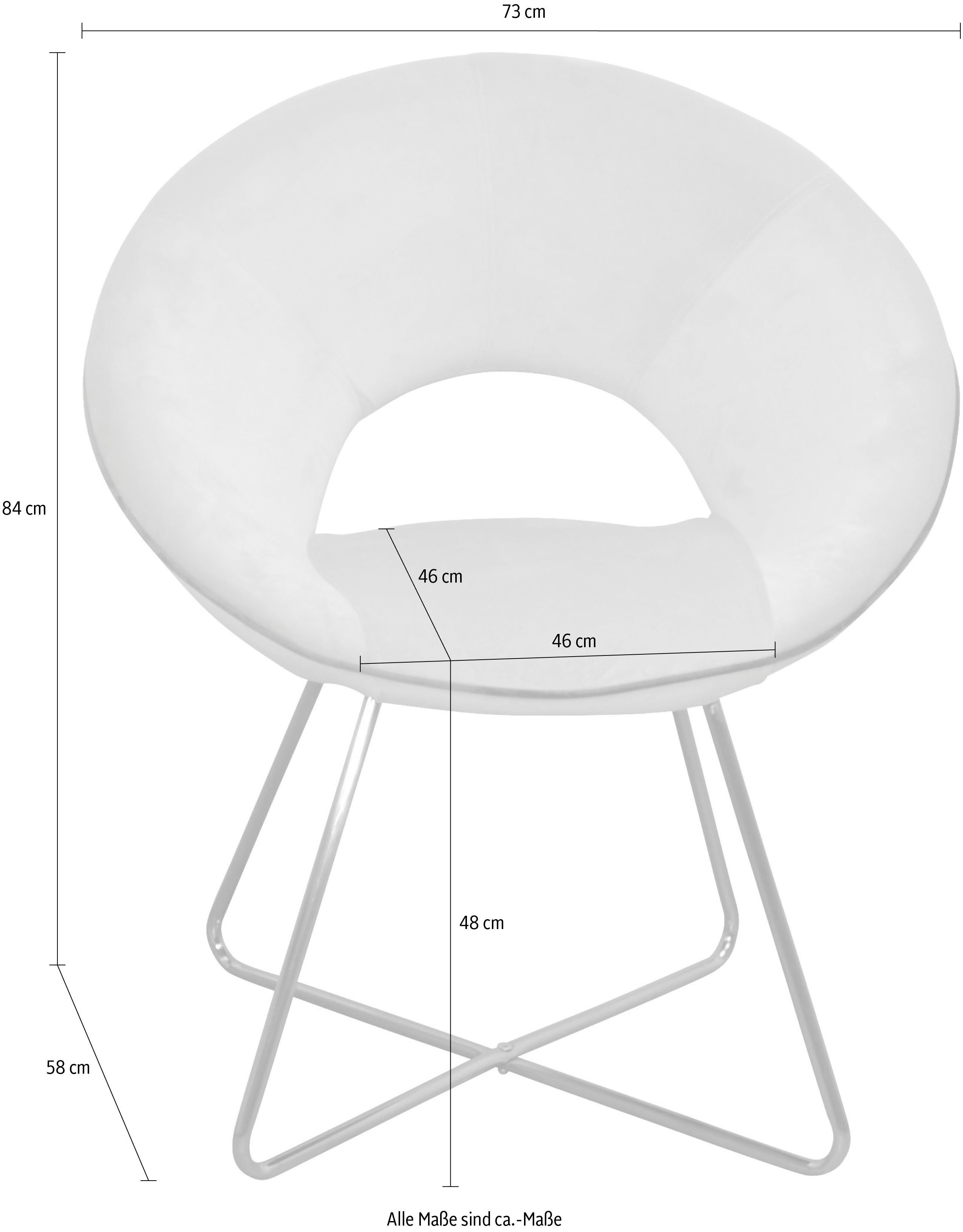 INOSIGN Stoel Liano Fauteuil met frame van stalen buis, goudkleur, veloursovertrek (set, 2 stuks)