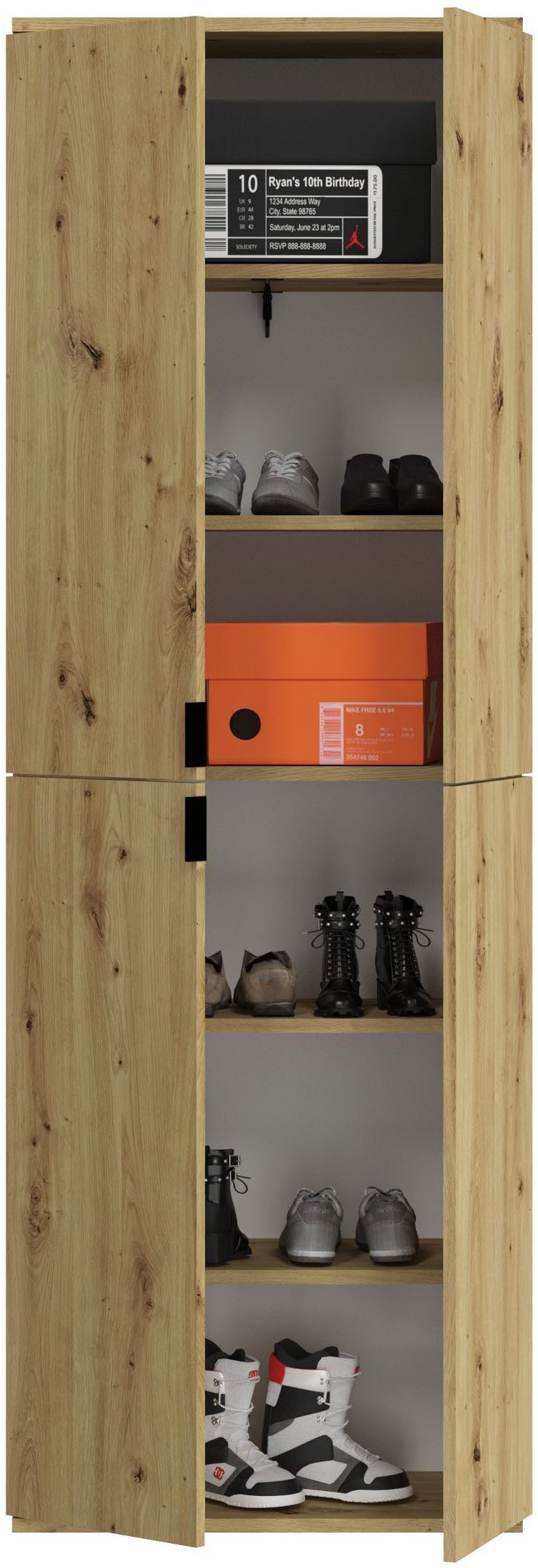 INOSIGN Multifunctionele kast Trondheim, Hoogte 193 cm, 4 Deuren, 9 Vakken, 7 Planken incl. uitschuifbare kledingstang, garderobekast, kledingkast