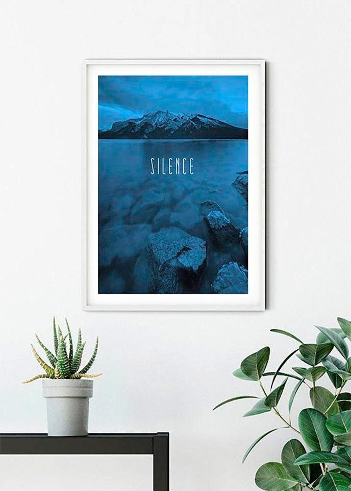 Komar Wanddecoratie Word Lake Silence blue Wanddecoratie - zonder lijst (1 stuk)