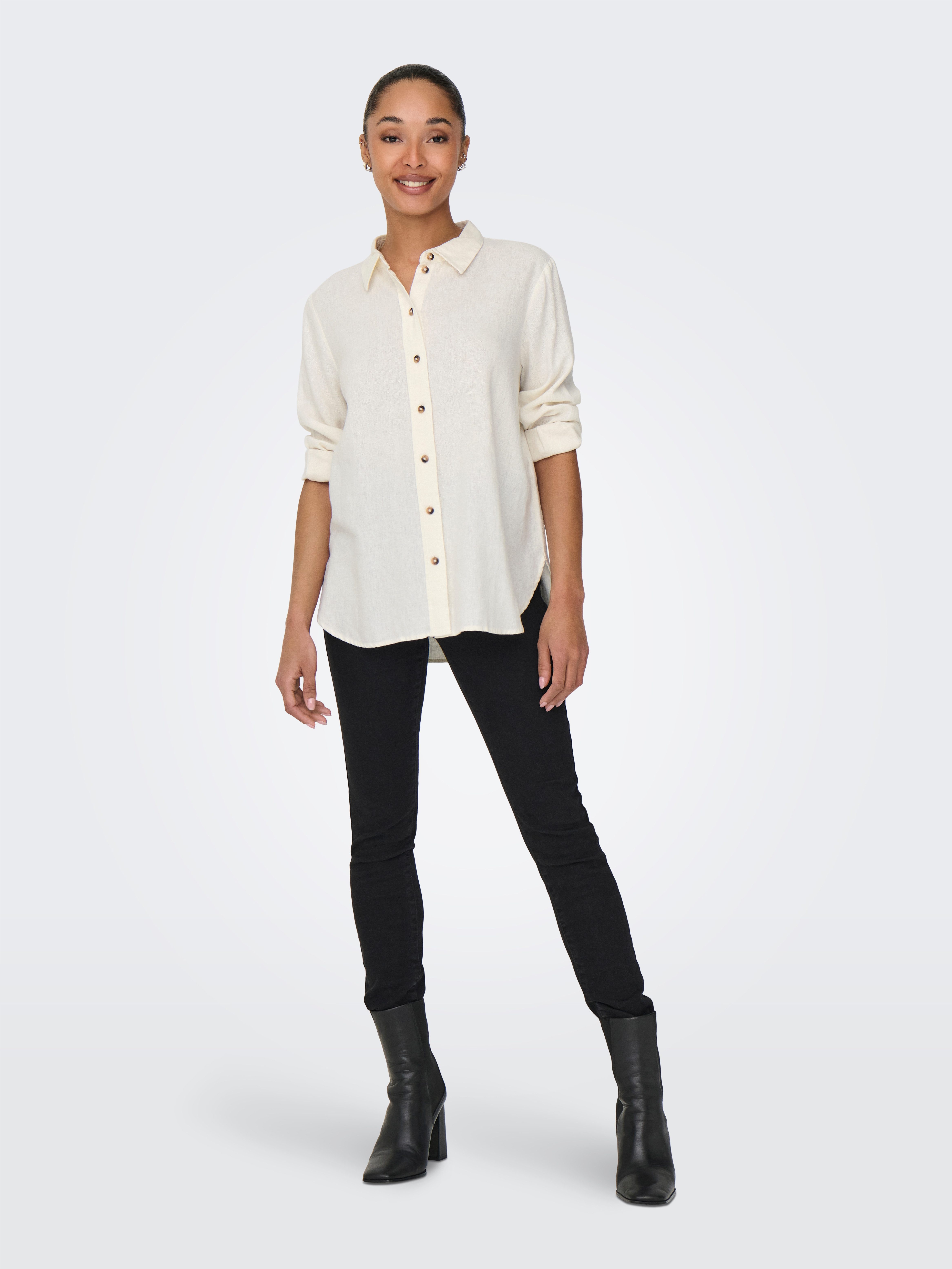 JDY Overhemdblouse JDYSAY L/S LINEN LOOSE SHIRT WVN NOOS