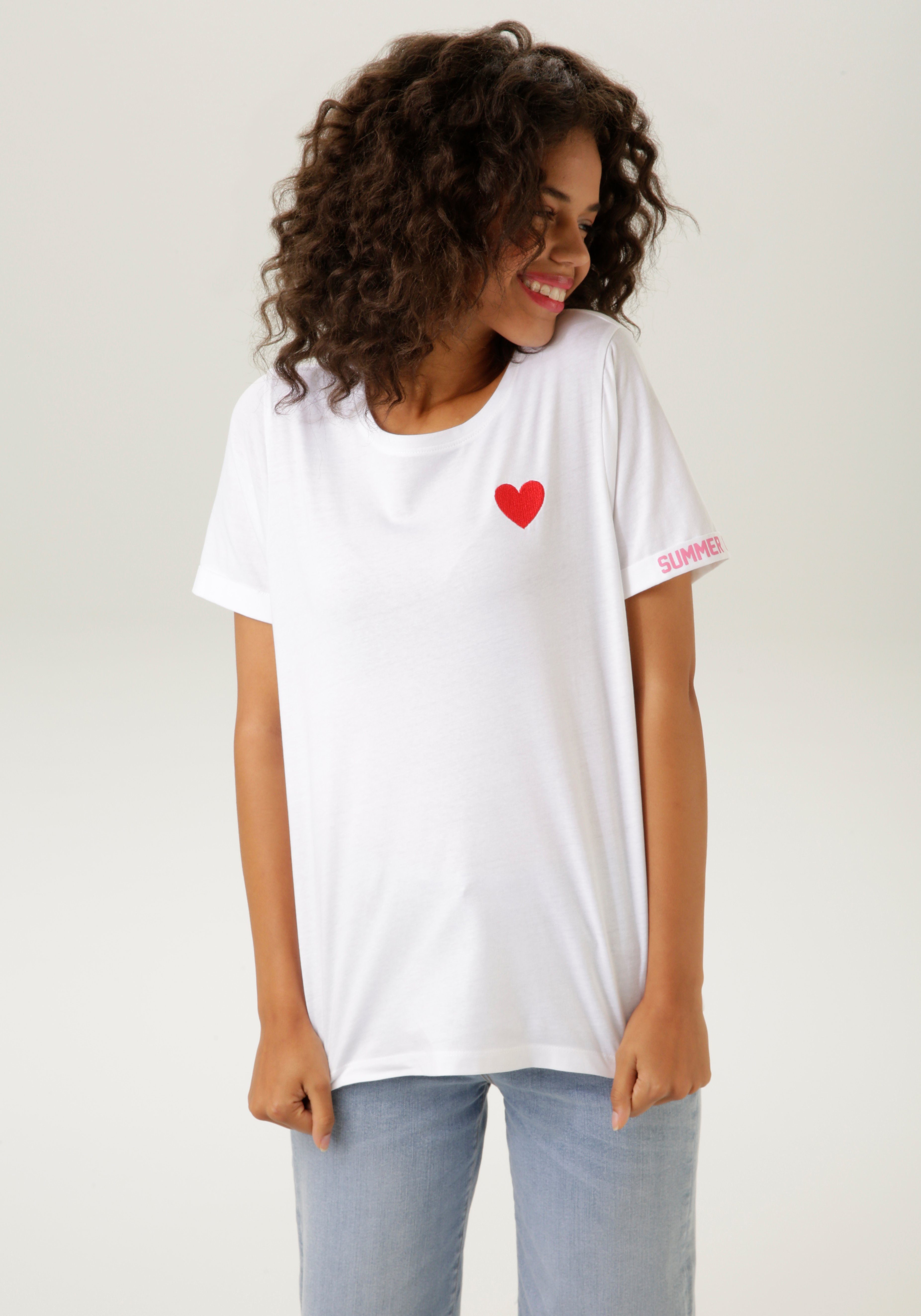 Aniston CASUAL T-shirt met hartjes en bedrukte achterkant