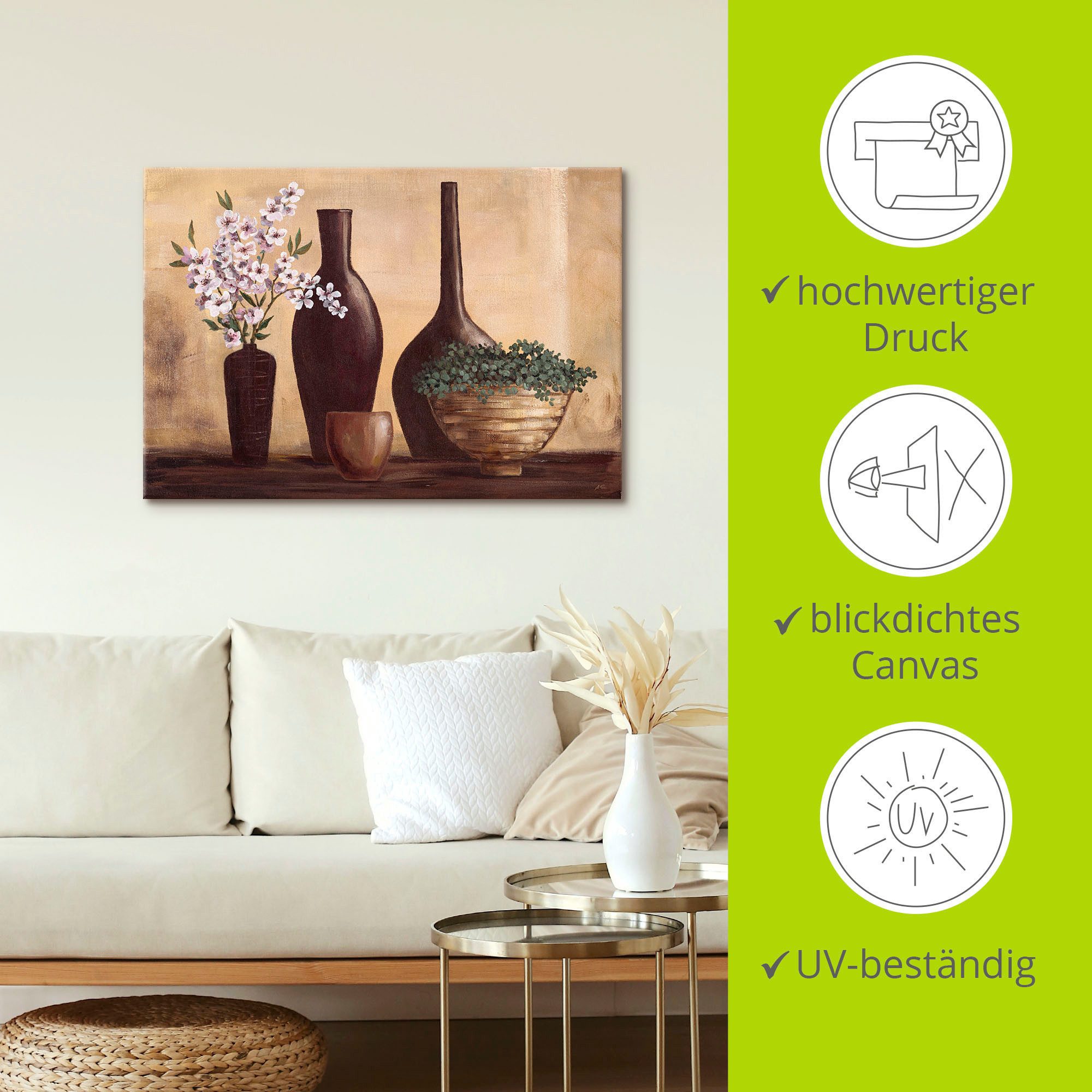 Artland Artprint op linnen Stilleven in beige II gespannen op een spieraam