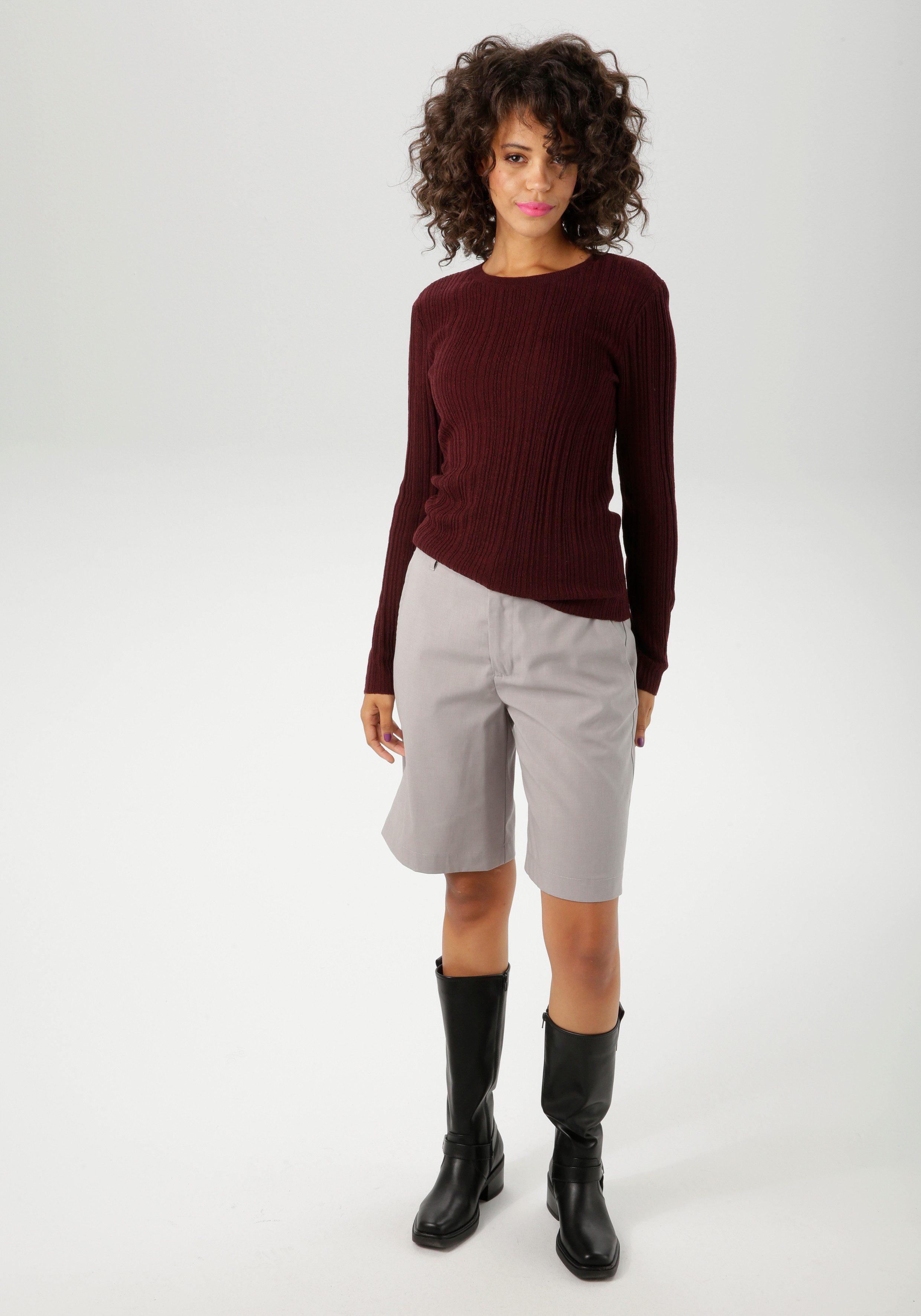 Aniston CASUAL Gebreide trui in ribbelpatroonmix - nieuwe collectie