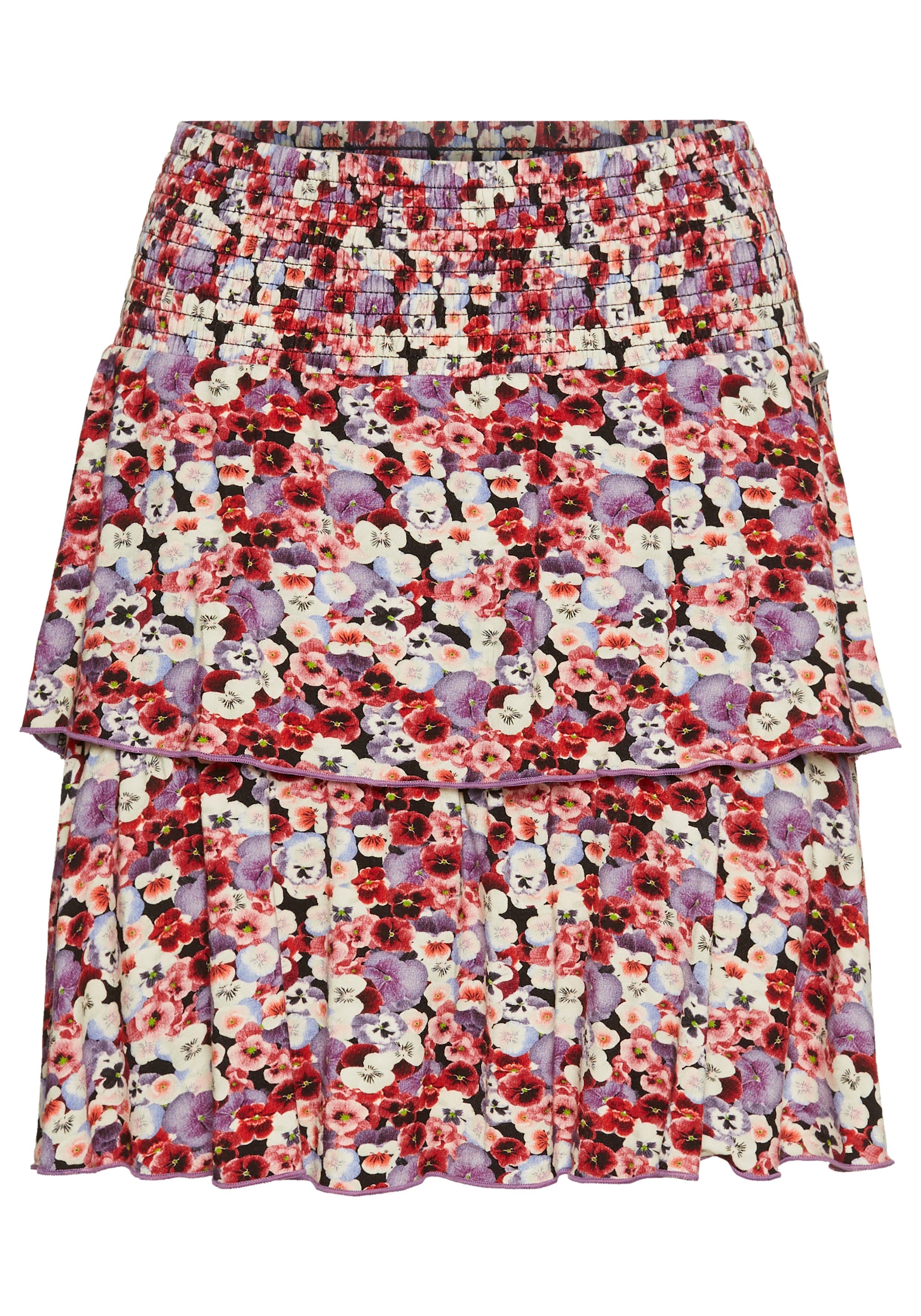 Laura Scott Jerseyrok in trapvorm met zomerse bloemenprint