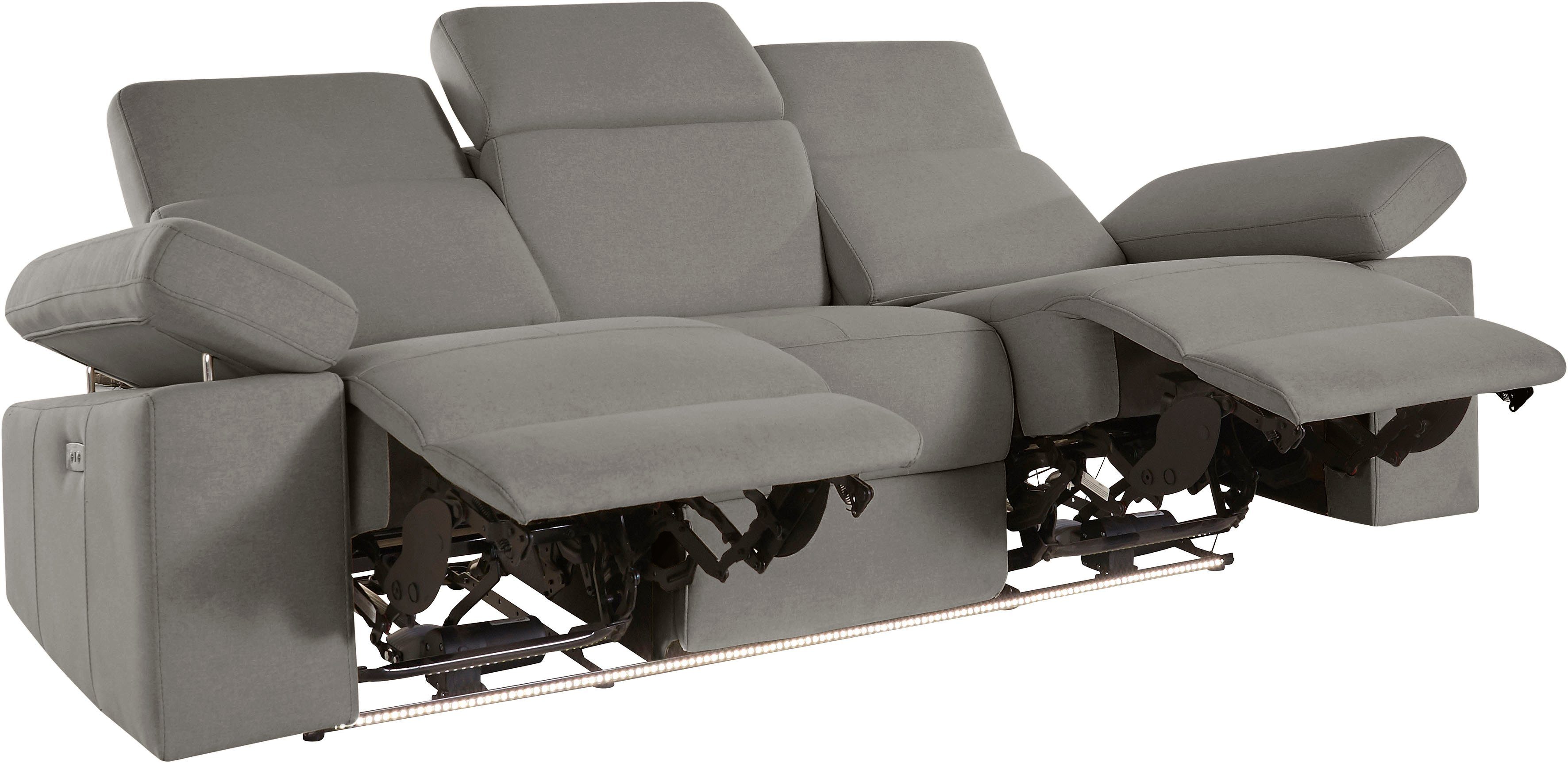 Places of Style 3-zitsbank Kilado met 2x relaxfunctie, verstelbare armleuning, verstelbare hoofdsteun