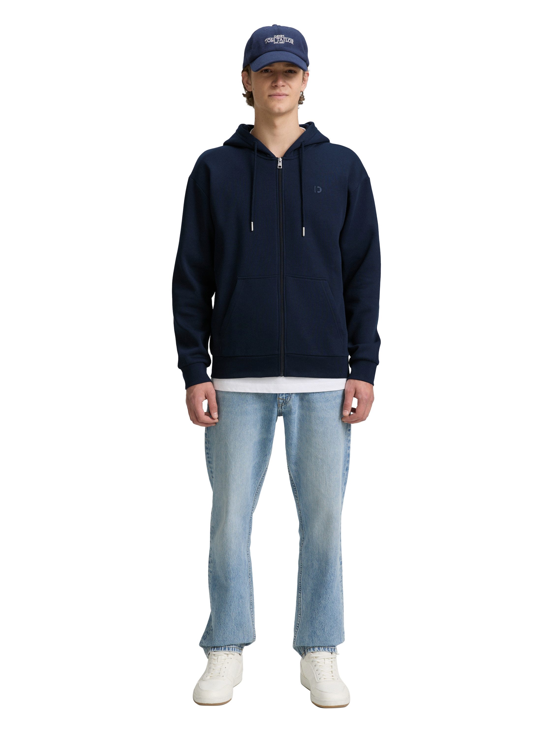 Tom Tailor Denim Capuchonsweatvest met geborduurd logo
