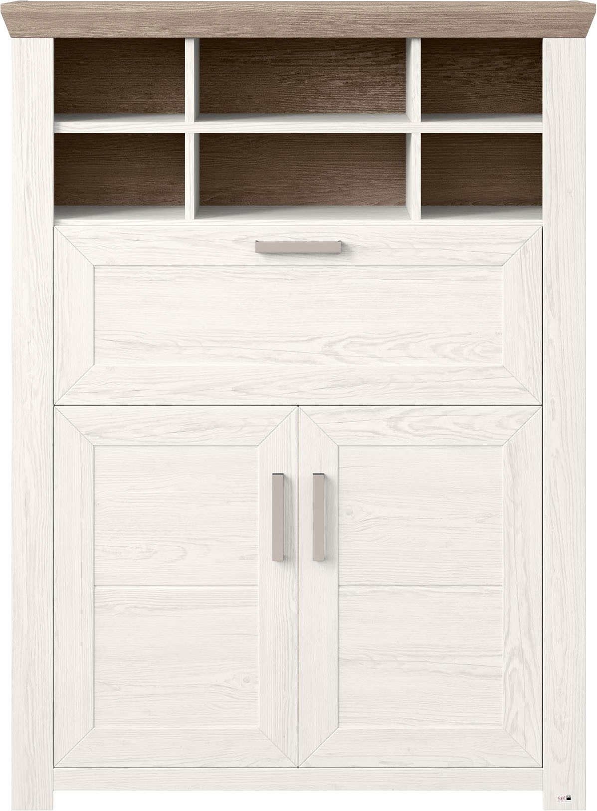 set one by Musterring Highboard York Type 15, met houten deuren en klep, verlichting optioneel, breedte 105 cm