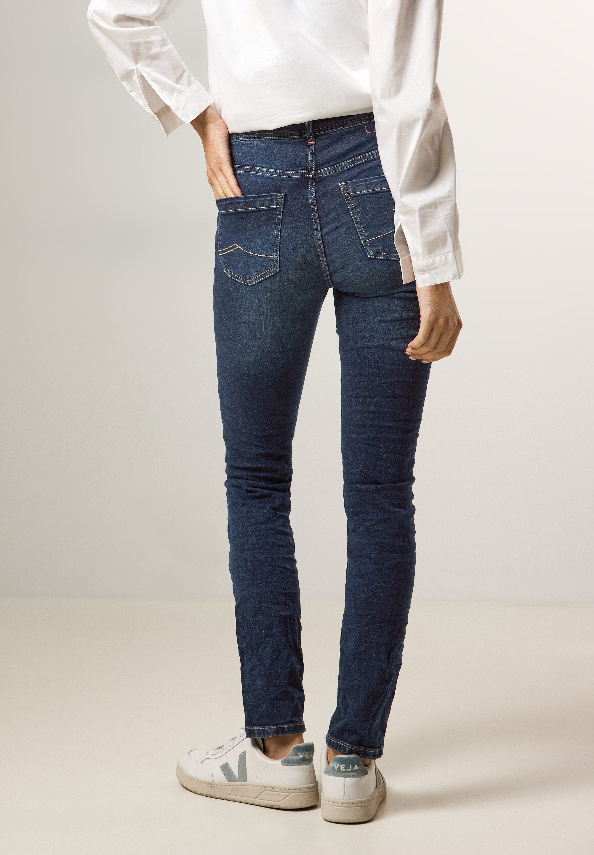 Cecil Slim fit jeans Stijl Vicky in blauwe wassing