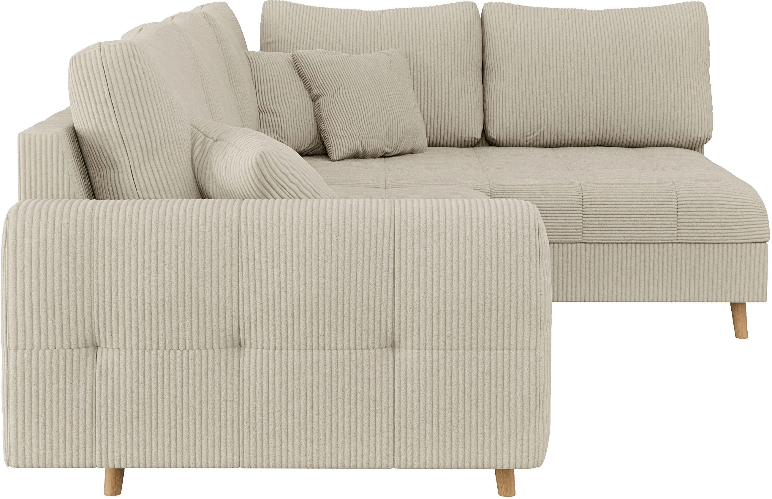 Home affaire Hoekbank CHARRE L-vorm met ottomane, afmetingen B/D/H: 231/161/81 cm fijne stiksels, losse rug- en sierkussens, ook in cord en bouclé
