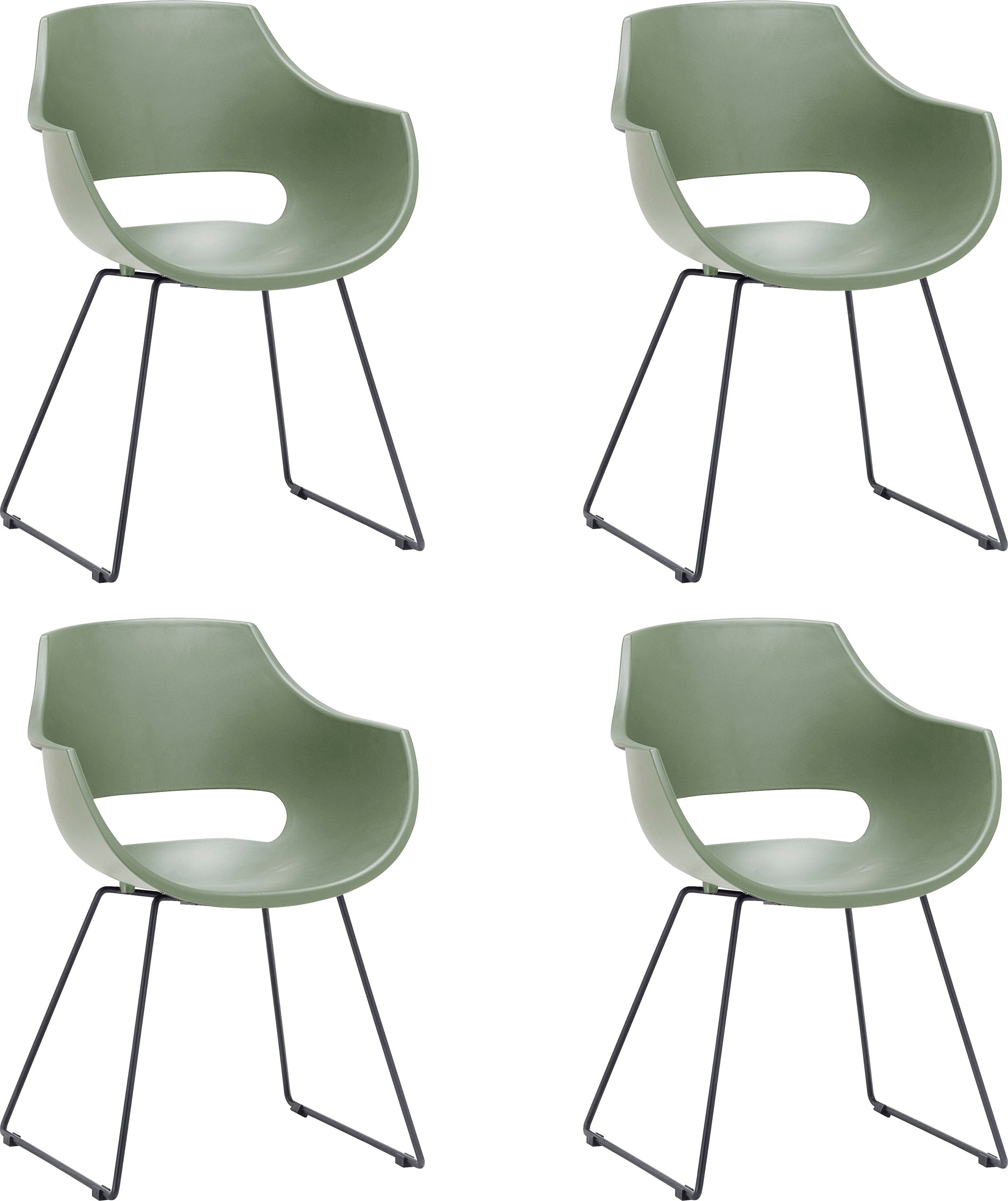 MCA furniture Kuipstoel Rockville 4-set, schaats, kunststof, belastbaarheid 120 kg, zithoogte ca. 46 cm (set, 4 stuks) gestoffeerde stoelen groen