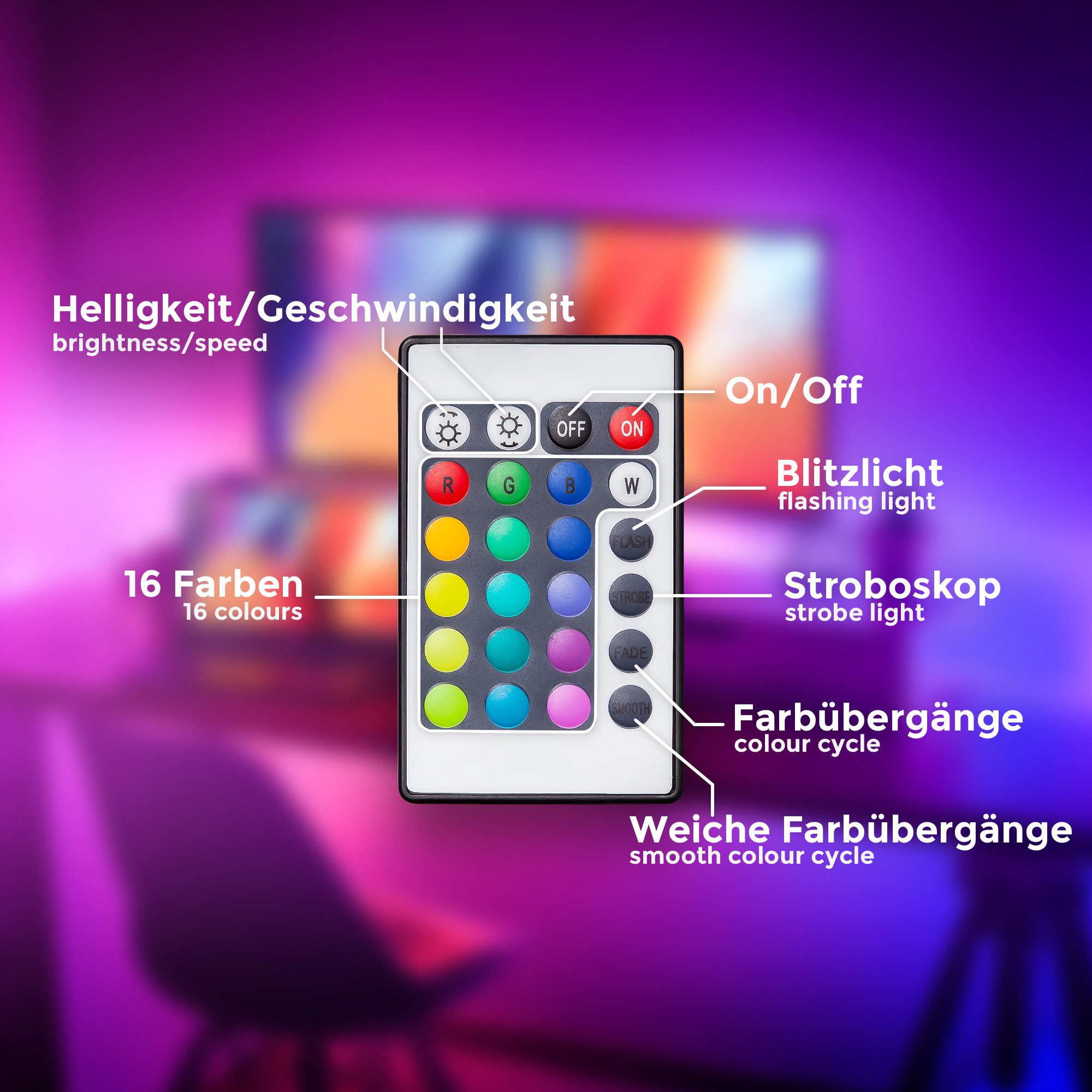B.K.Licht Led-strip USB LED strip, 3 m, met kleurverandering Lichtstrip, met afstandsbediening, zelfklevend (1 stuk)
