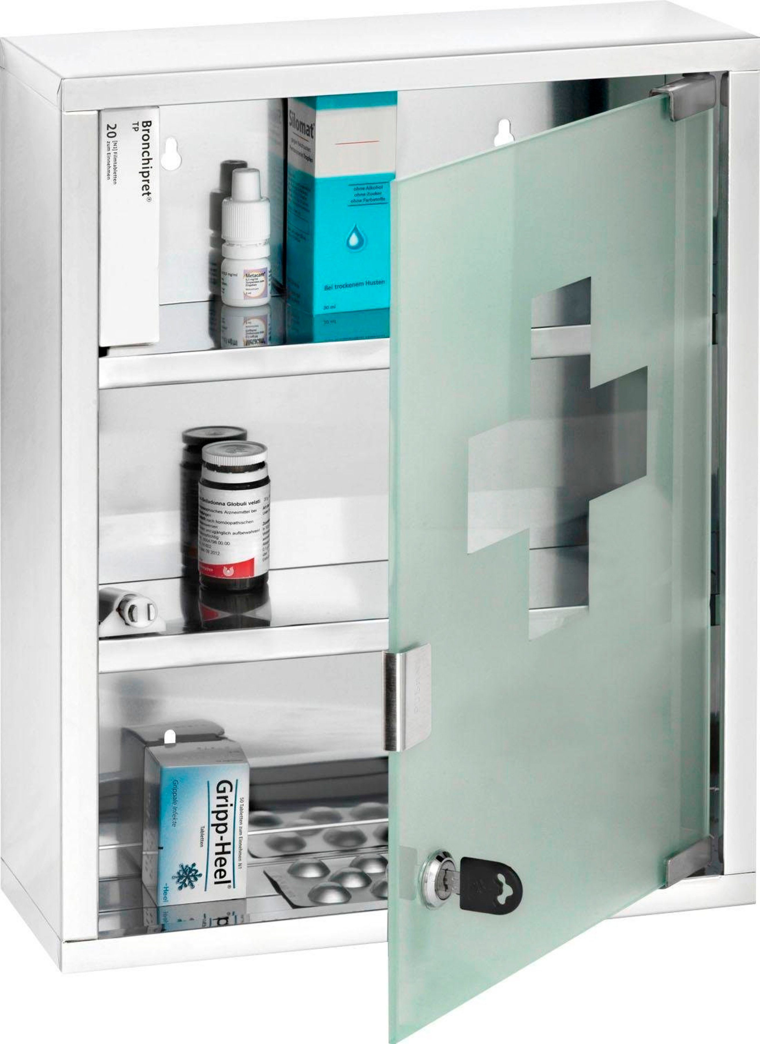 WENKO Medicijnkastje Edelstaal en gesatineerd veiligheidsglas, 30 x 40 cm