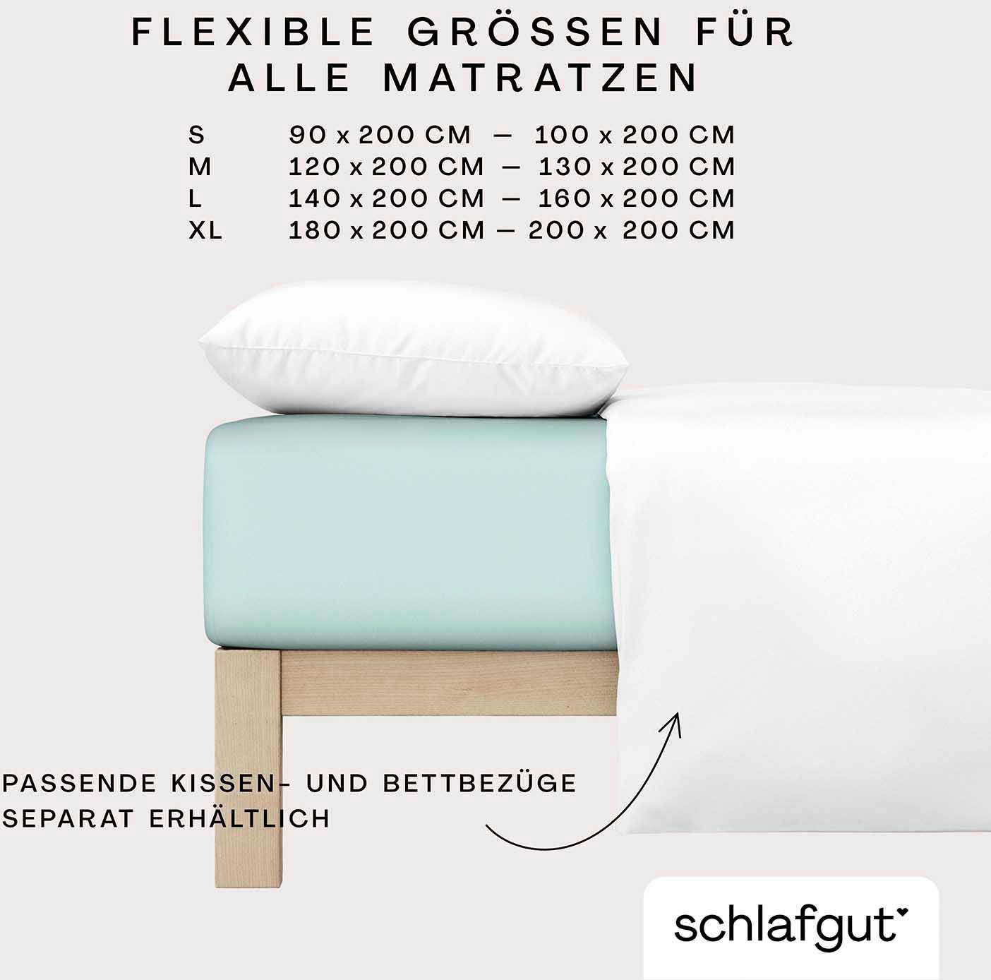Schlafgut Hoeslaken CASUAL o.a. in maat 90x200, 140x200 of 180x200 cm, 100% biologisch katoen Dekbedovertrek voor matrassen tot 25 cm hoogte, betrouwbaar, duurzaam, zacht (1 stuk)