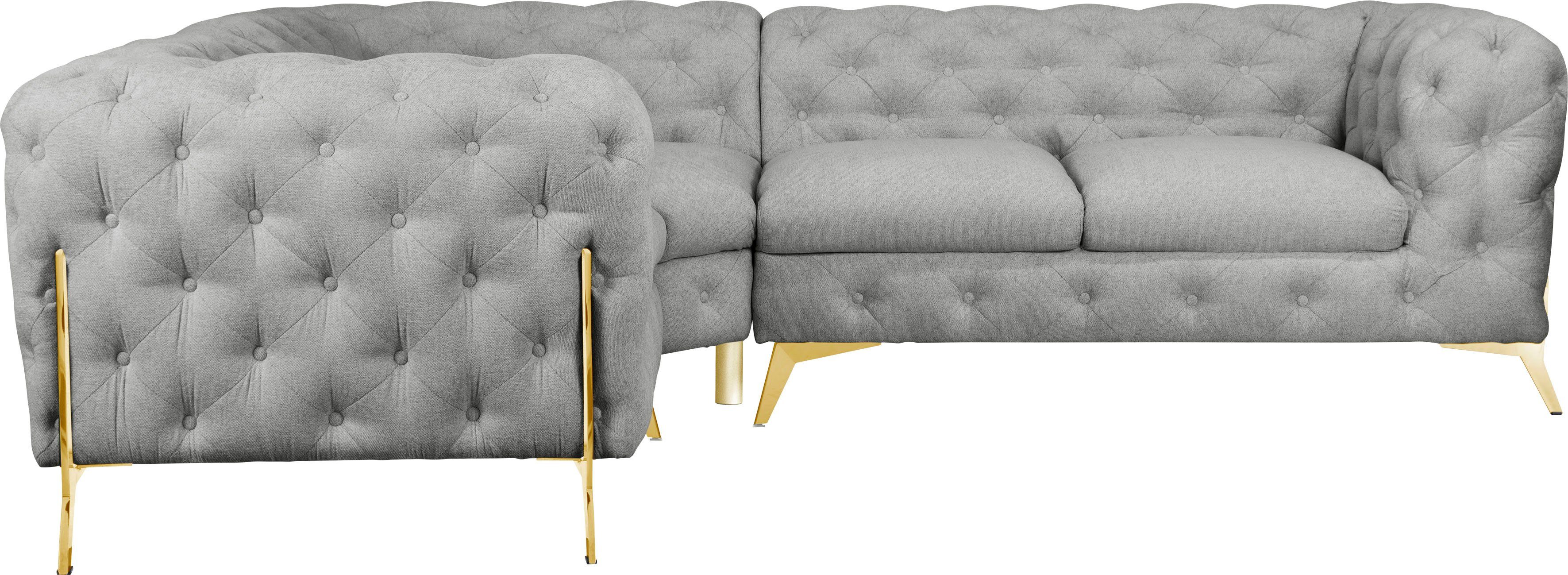 Leonique Chesterfield-bank Amaury L-vorm Chesterfield-look, bxd elk 262 cm, kleur van de poten ter keuze