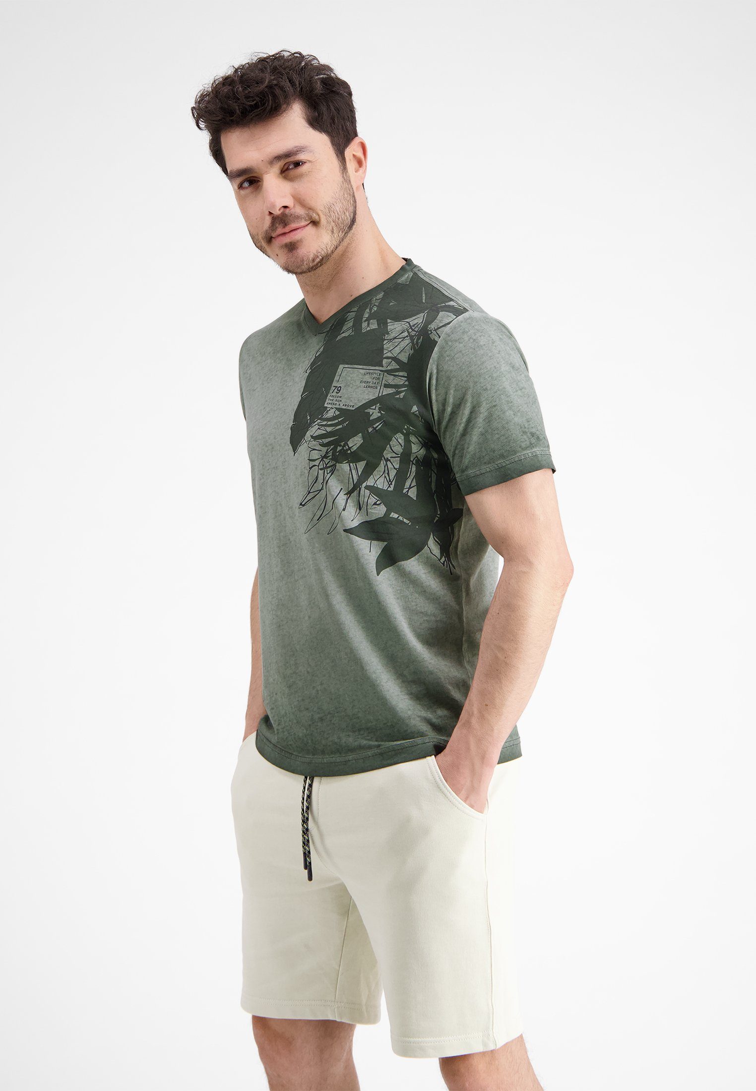 Lerros Shirt met V-hals LERROS V-hals T-shirt met bloemenprint