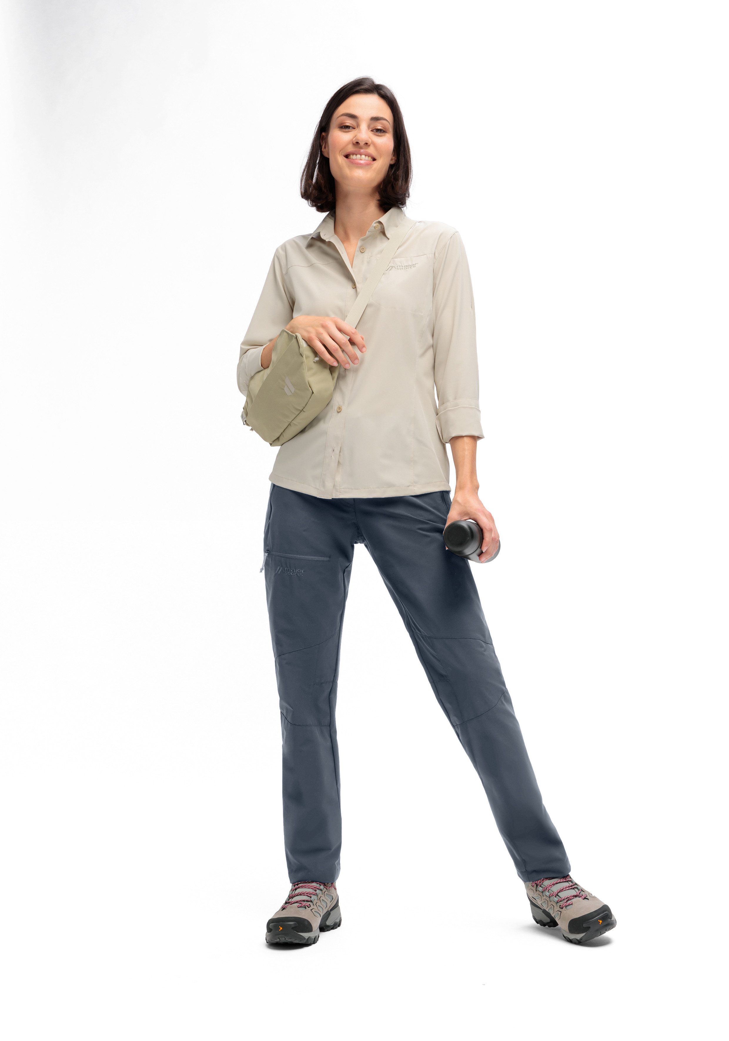 Maier Sports Outdoorbroek Lulaka loop Dames wandelbroek, functionele broek met zakken + riem, regular fit