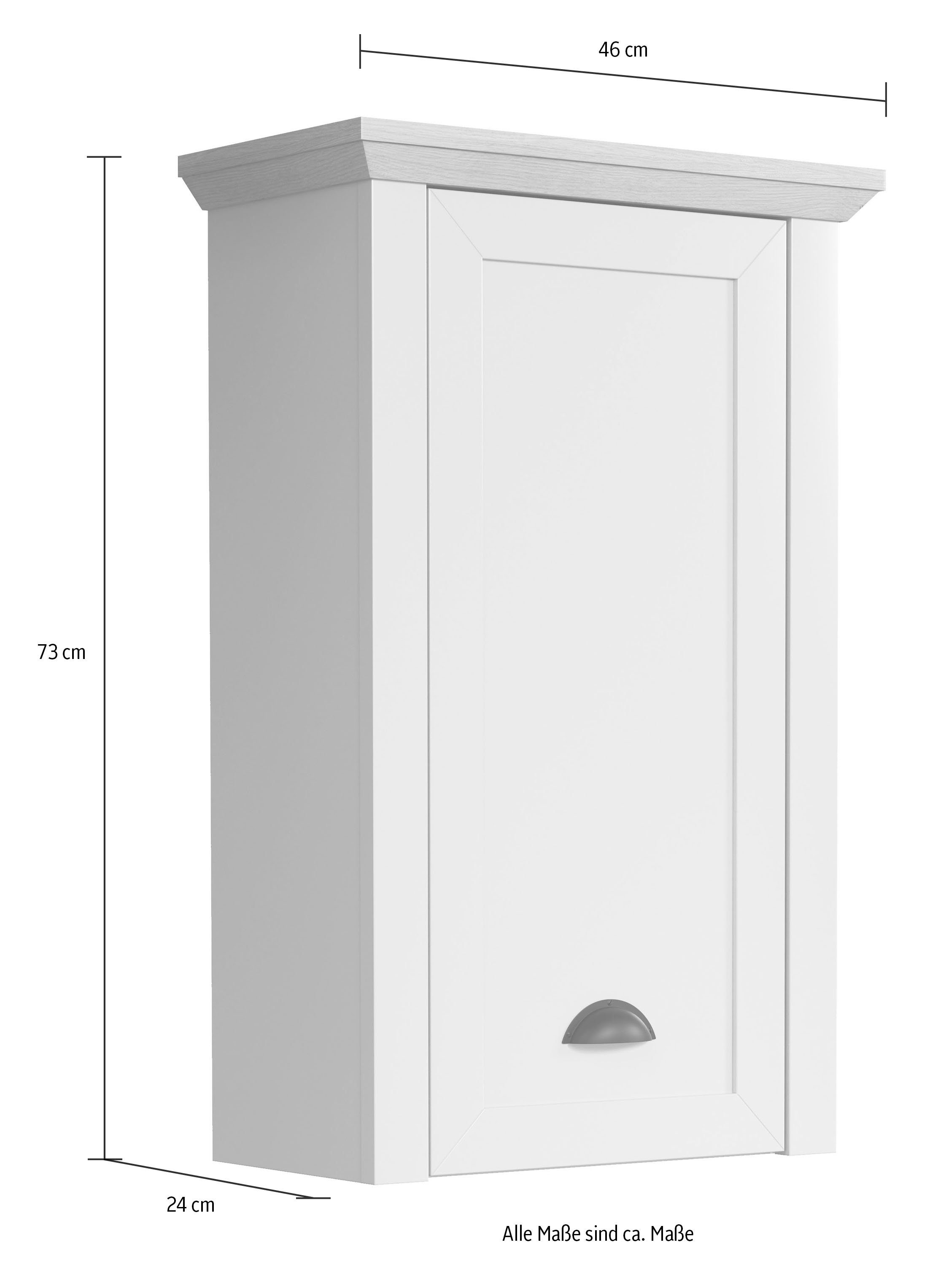 Home affaire Hangend kastje Badkast met schelpgrip in landhuisstijl - (B/D/H) 46/24/73 cm