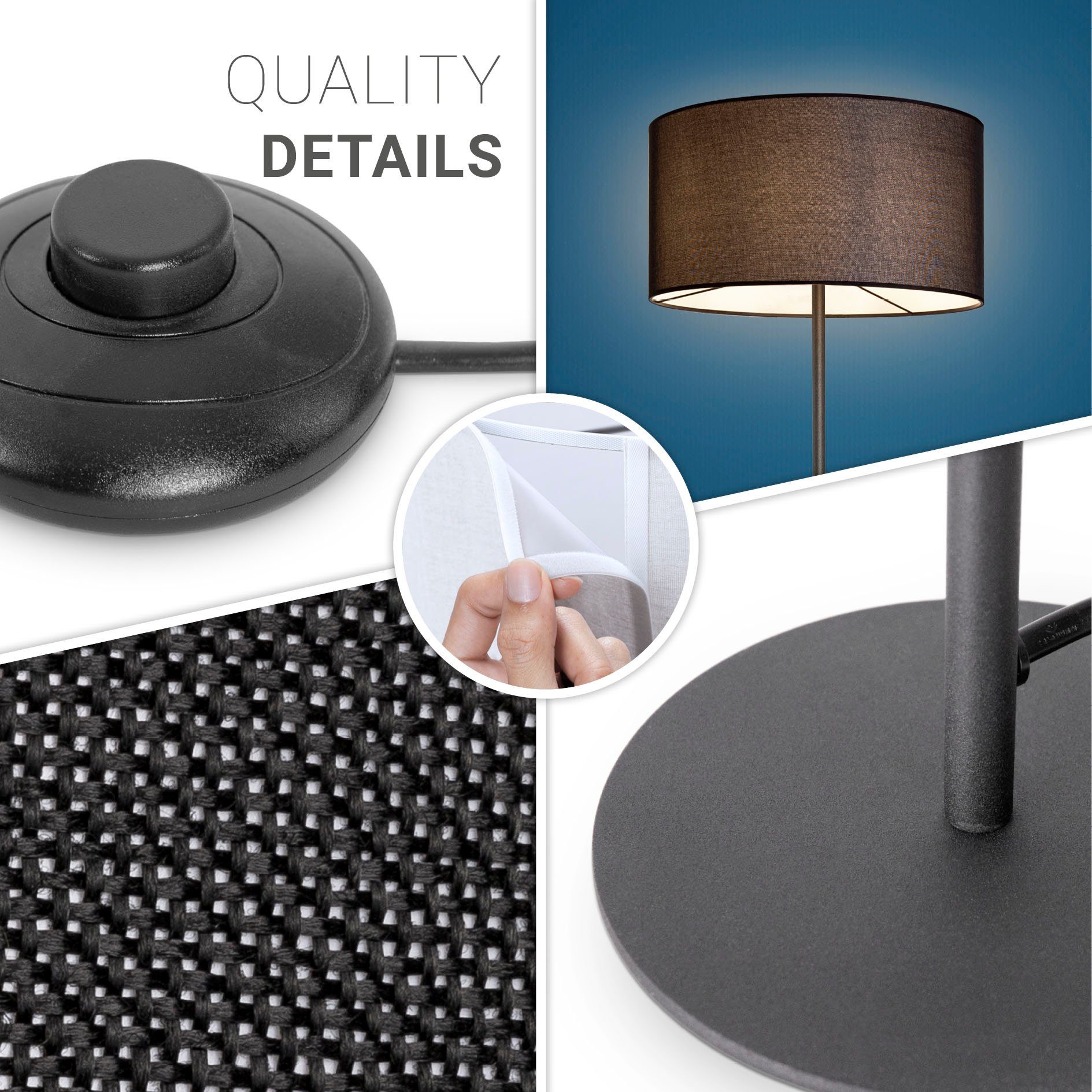 Paco Home Staande lamp LUCA CANVAS UNI COLOR Lampenkap stof woonkamer leeslamp kantoor E27 vloerlamp Scandi