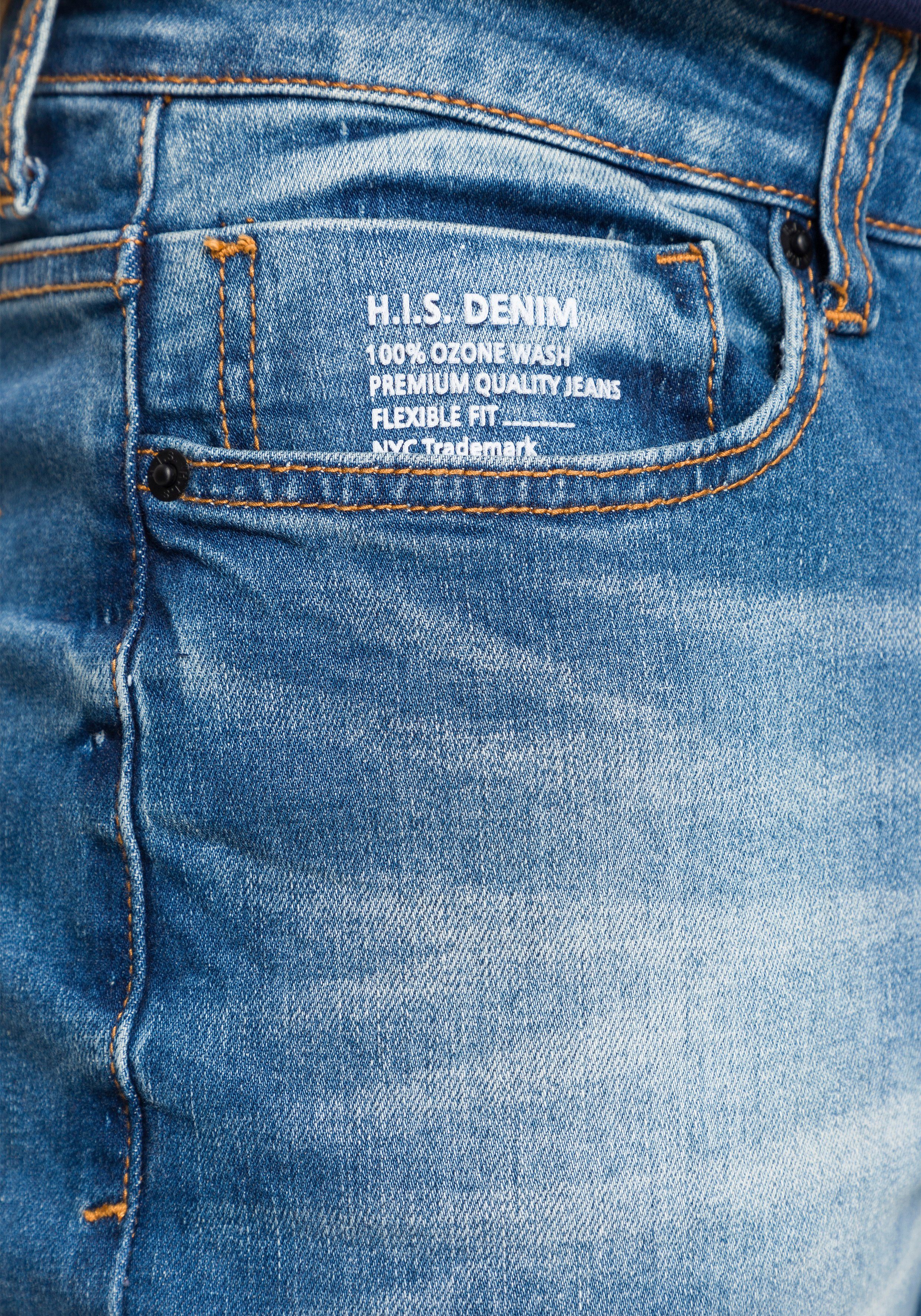 H.I.S Straight jeans DIX rechte pasvorm, lage taille, used-wassing