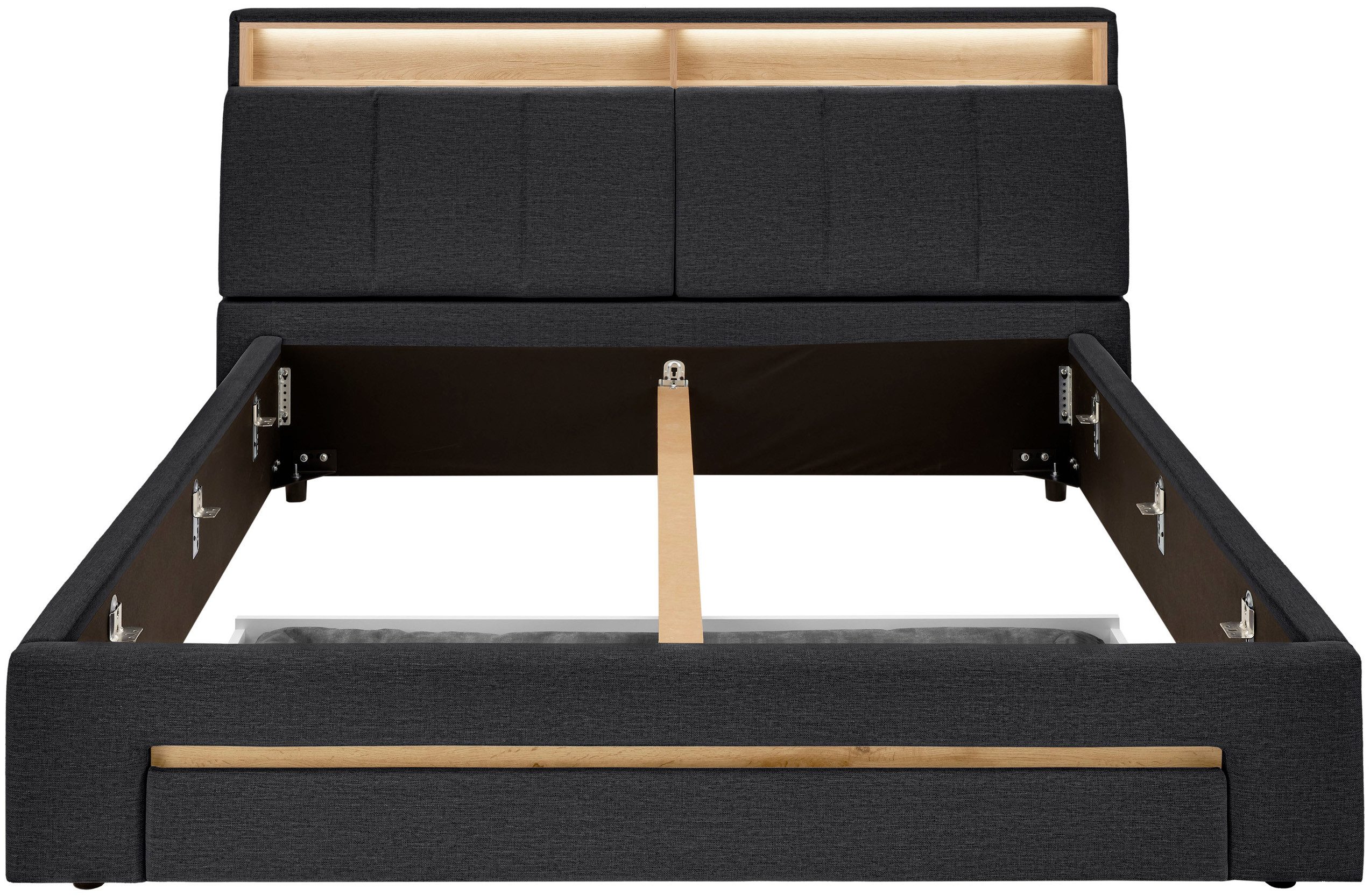INOSIGN Gestoffeerd bed CiTY/GiRON,, gepolsterd opbergbed, met LED-verlichting Bedkisten met hondenbed of als opbergruimte, opklapbare hoofdeinden