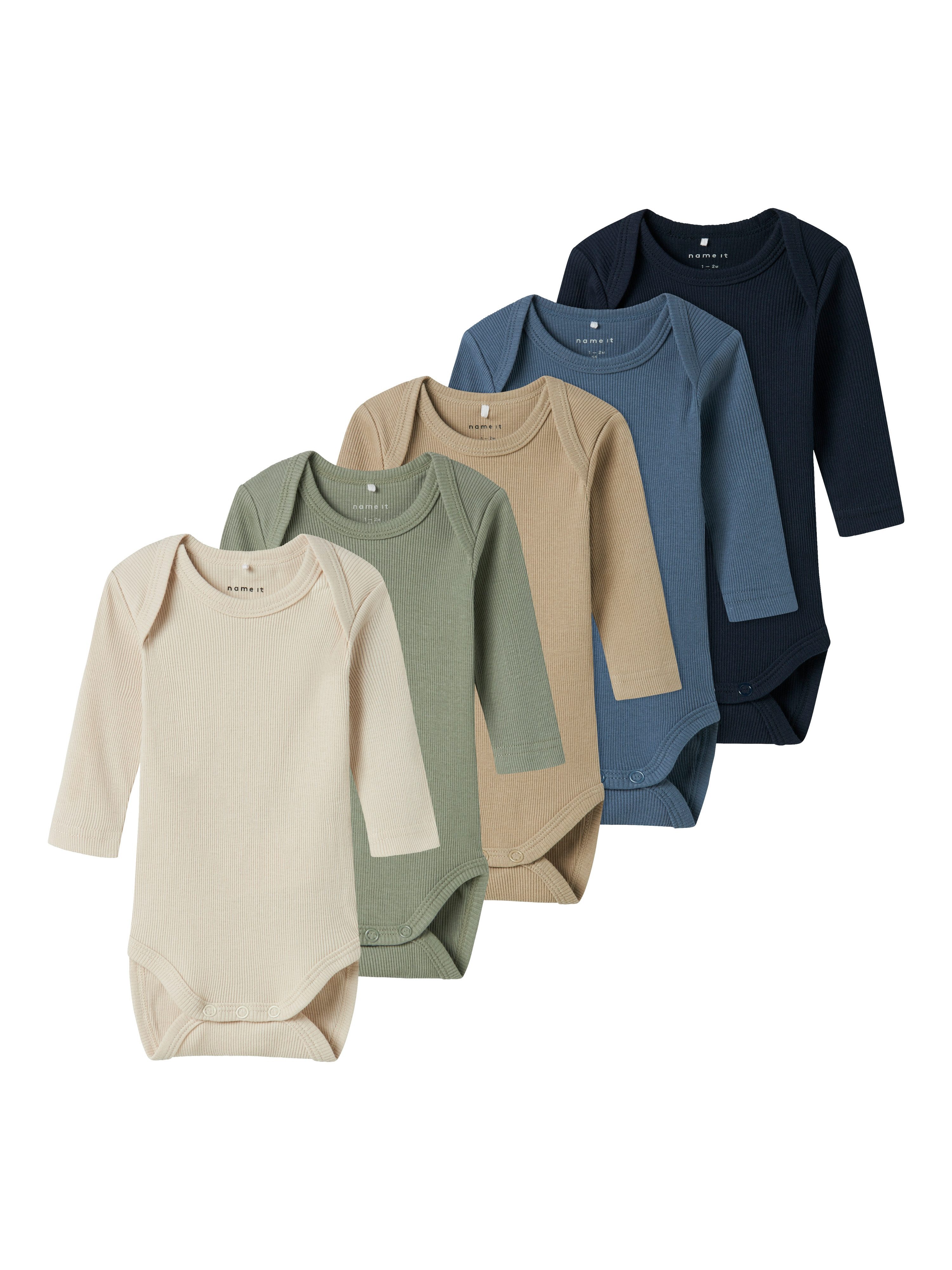 Name It Body met lange mouwen NBNBODY 5P LS SOLID RIB NOOS (set, 5-delig)