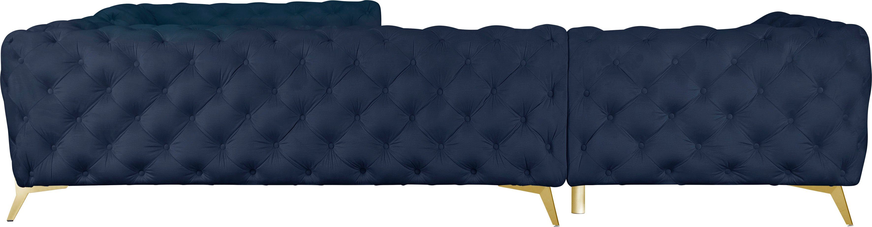 Leonique Chesterfield-bank Amaury L-vorm grote hoekbank, chesterfield-look, breedte 323 cm, kleur van de poten ter keuze