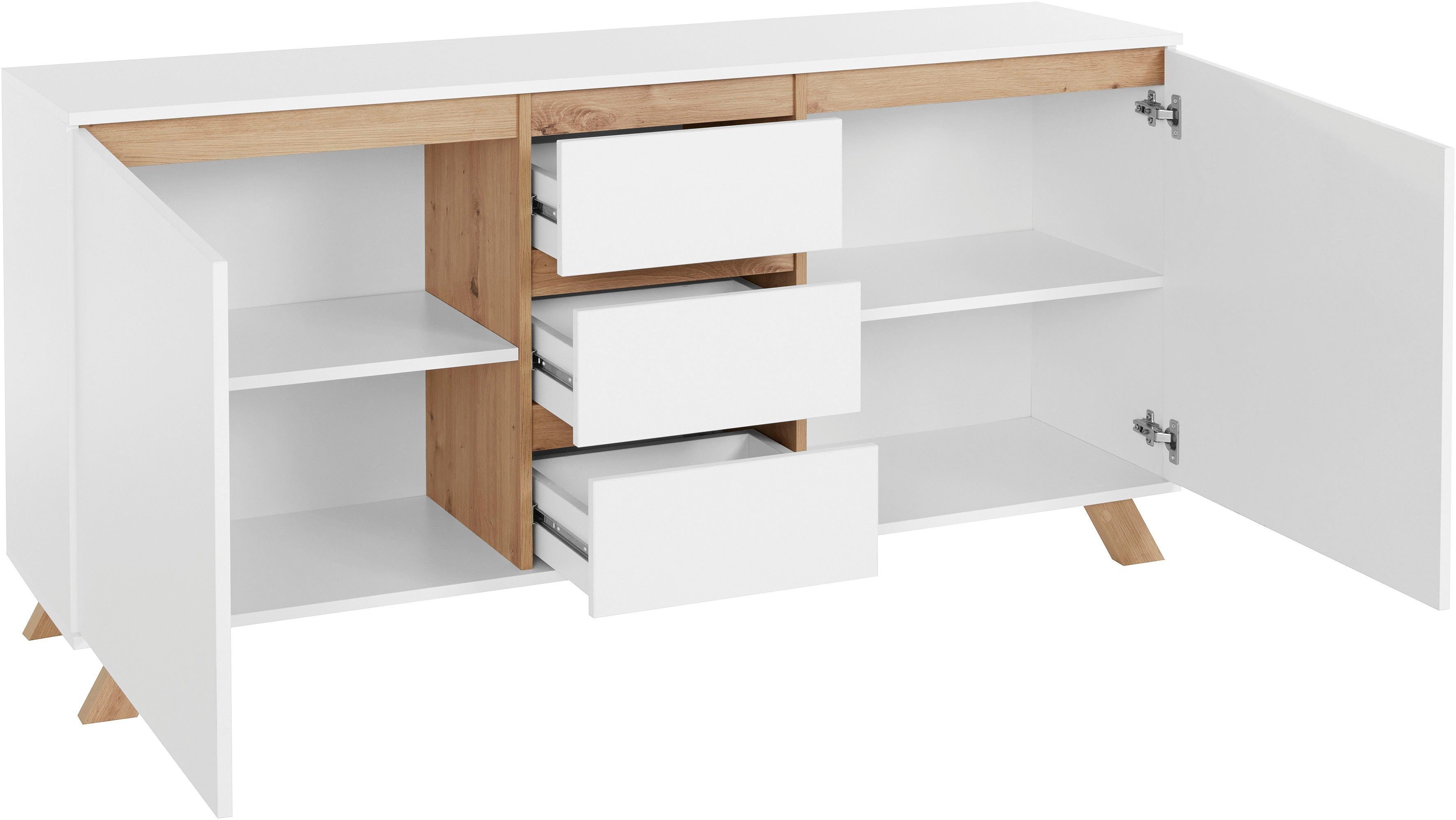 Homexperts Dressoir Vicky , breedte 160 cm of 180 cm, in matwit