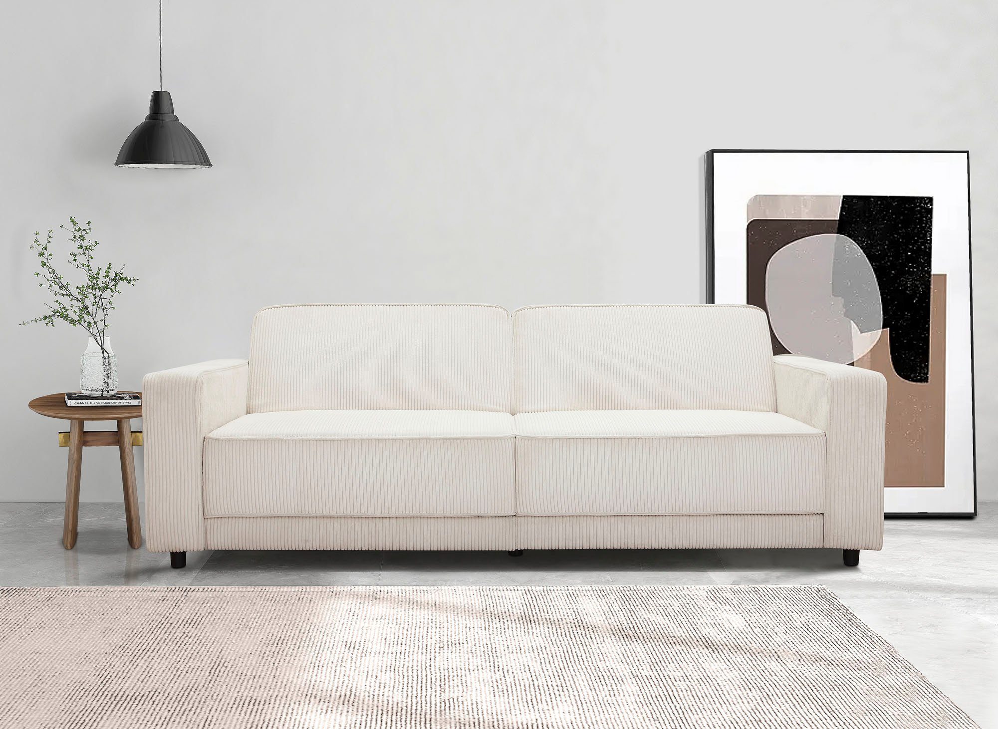 Dorel Home 3-zitsbank Allie slaapbank 225 cm Slaapbank functie (108/190cm), trendy ribfluweel of onderhoudsvriendelijk velours