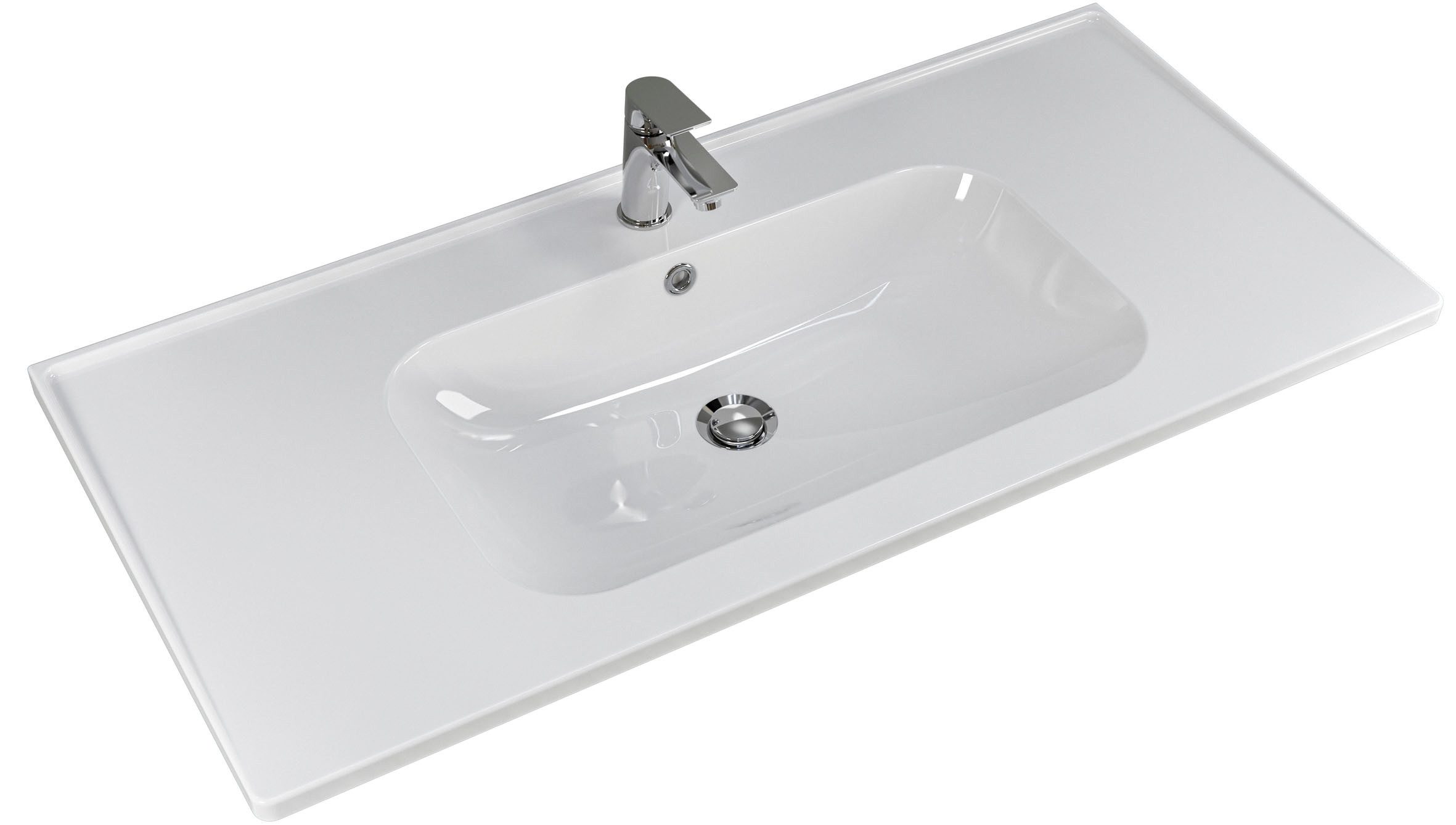 Saphir Badmeubelset Trentino 2-delig keramische wasbak, spiegelkast met LED-lamp Badkamermeubel-set 109cm breed, incl. deurdemper, 3 deuren, 2 lades (3 stuks)