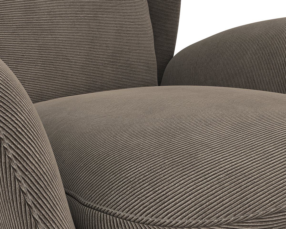 FLEXLUX Oorfauteuil Padova Stijl & comfort, organische vorm, geïntegreerde lendesteun, eikenhouten voet