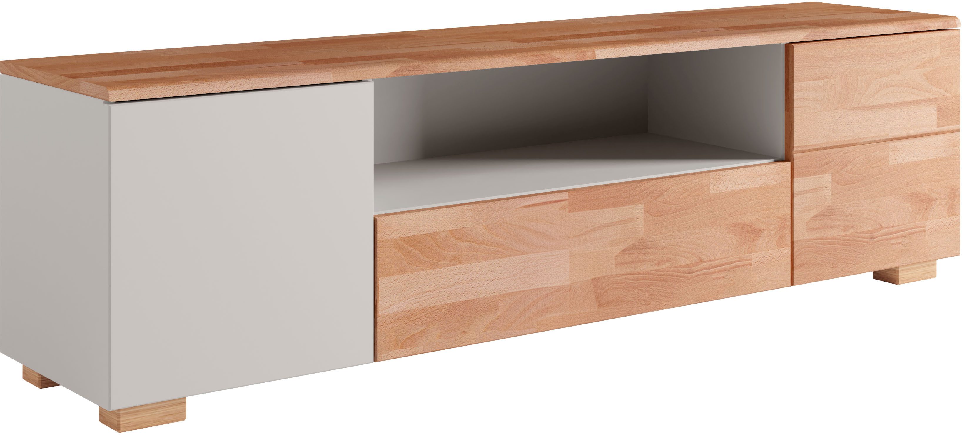 Home affaire Tv-meubel Citra deels massief Breedte 160cm, moderne greeploze uitstraling met push-to-open functie lowboards beige