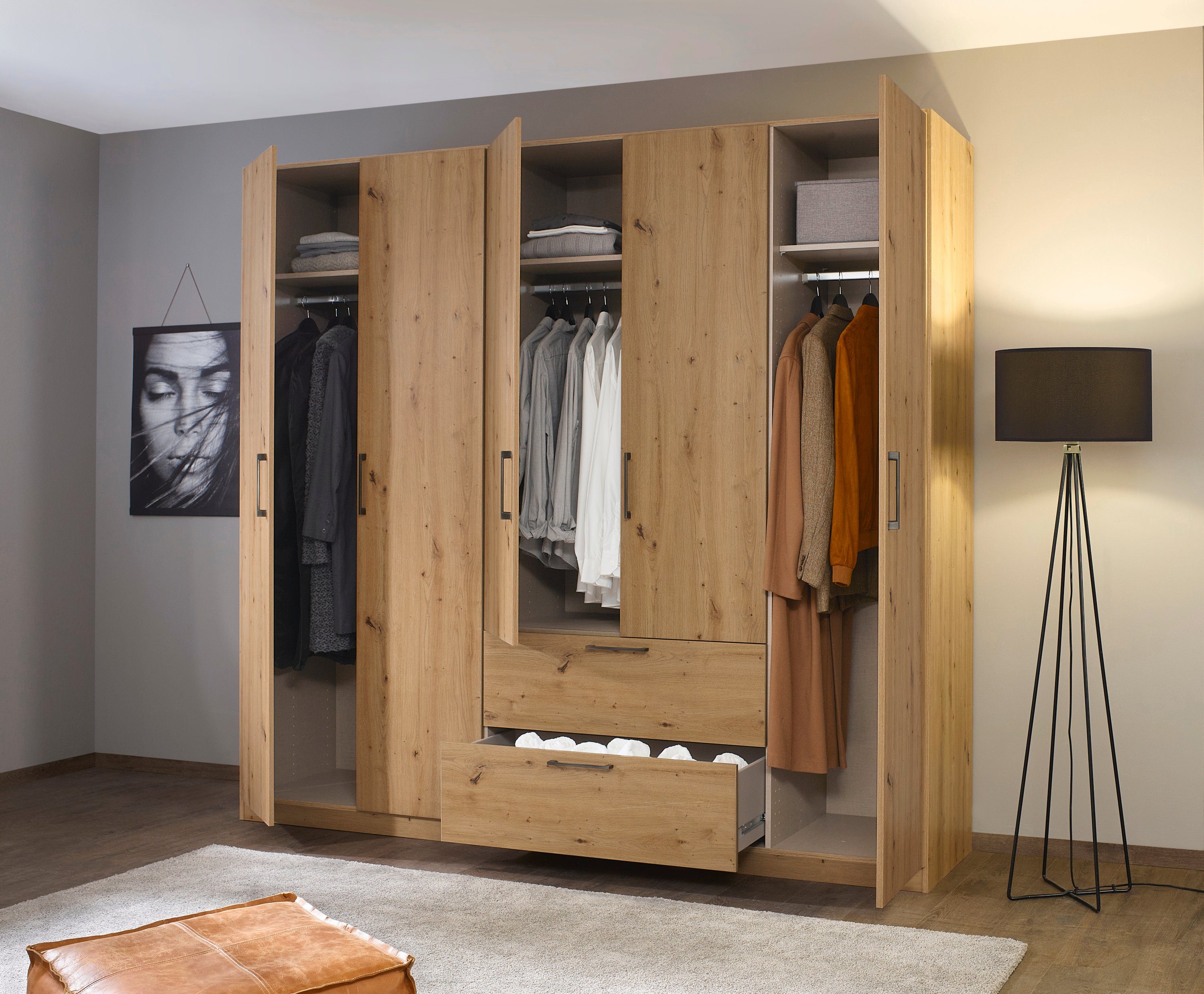 Slaapkamerserie Compleet slaapkamer Challenger (Set van 4 delen) Kast 2 breedtes, bed 3 breedtes, 2 nachttafels MADE IN GERMANY